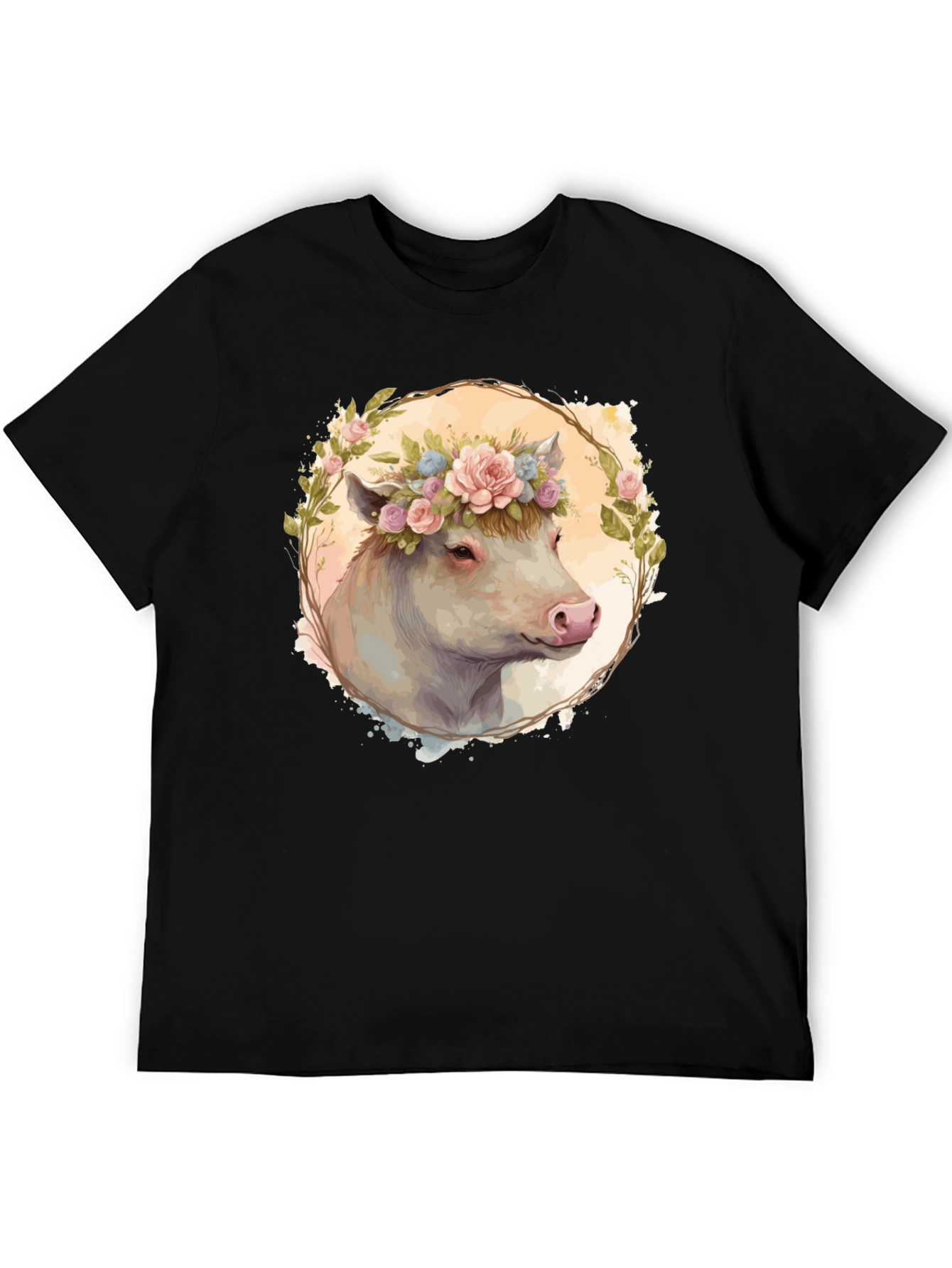 Floral Cow Graphic Tee