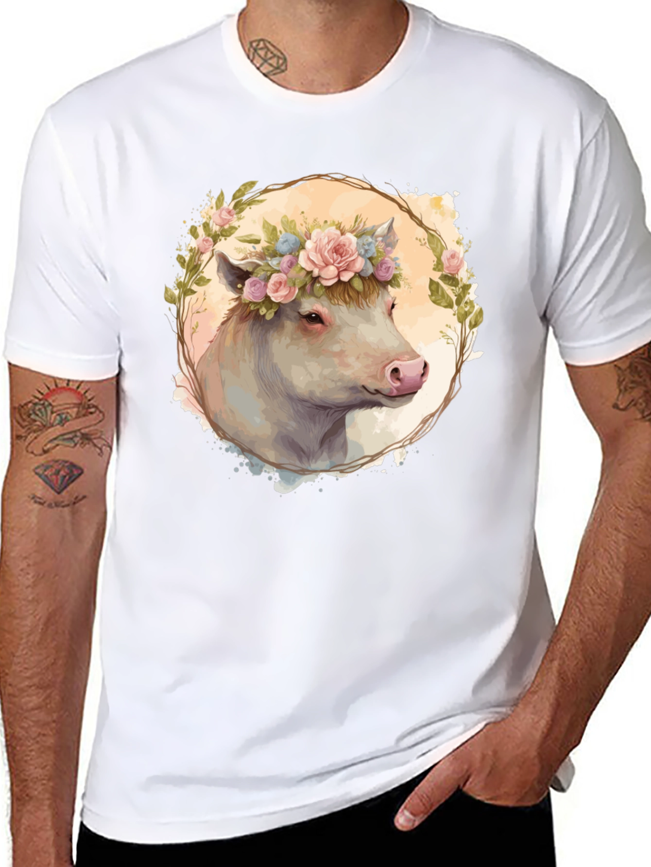 Floral Cow Graphic Tee