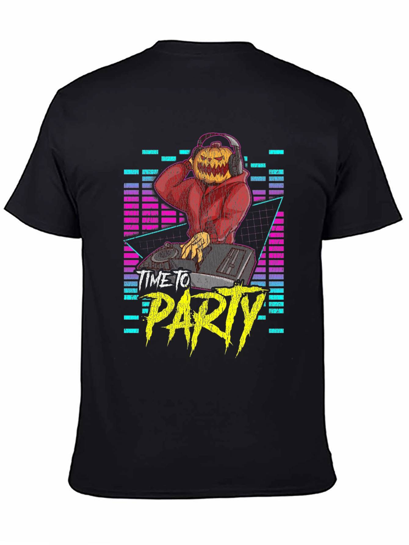 DJ Pumpkin Head Time to Party Black Graphic Tee