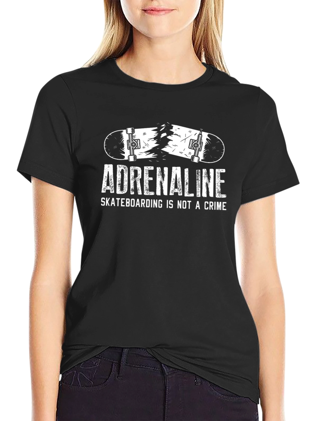 Adrenaline Skateboarding T-Shirt - Skateboarding is Not a Crime