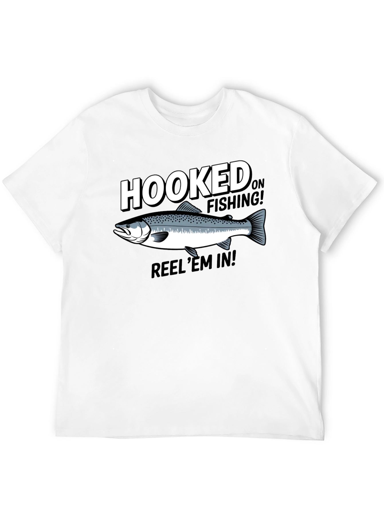 Hooked on Fishing Black Graphic T-Shirt