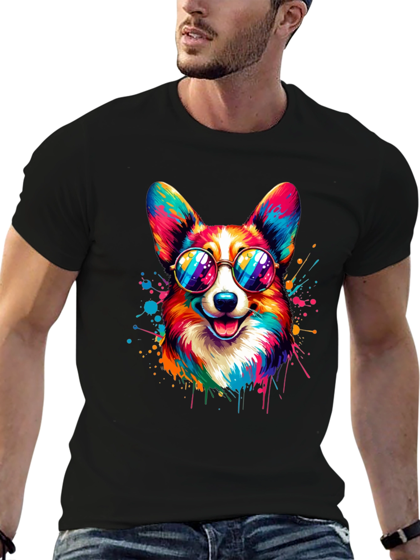 Cool Corgi T-Shirt: Vibrant Dog Design