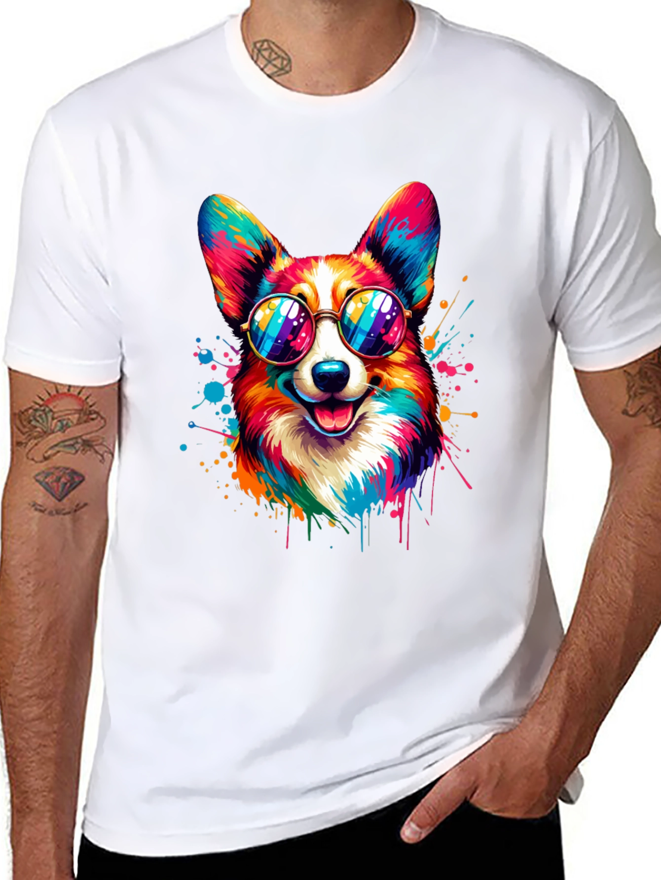 Cool Corgi T-Shirt: Vibrant Dog Design