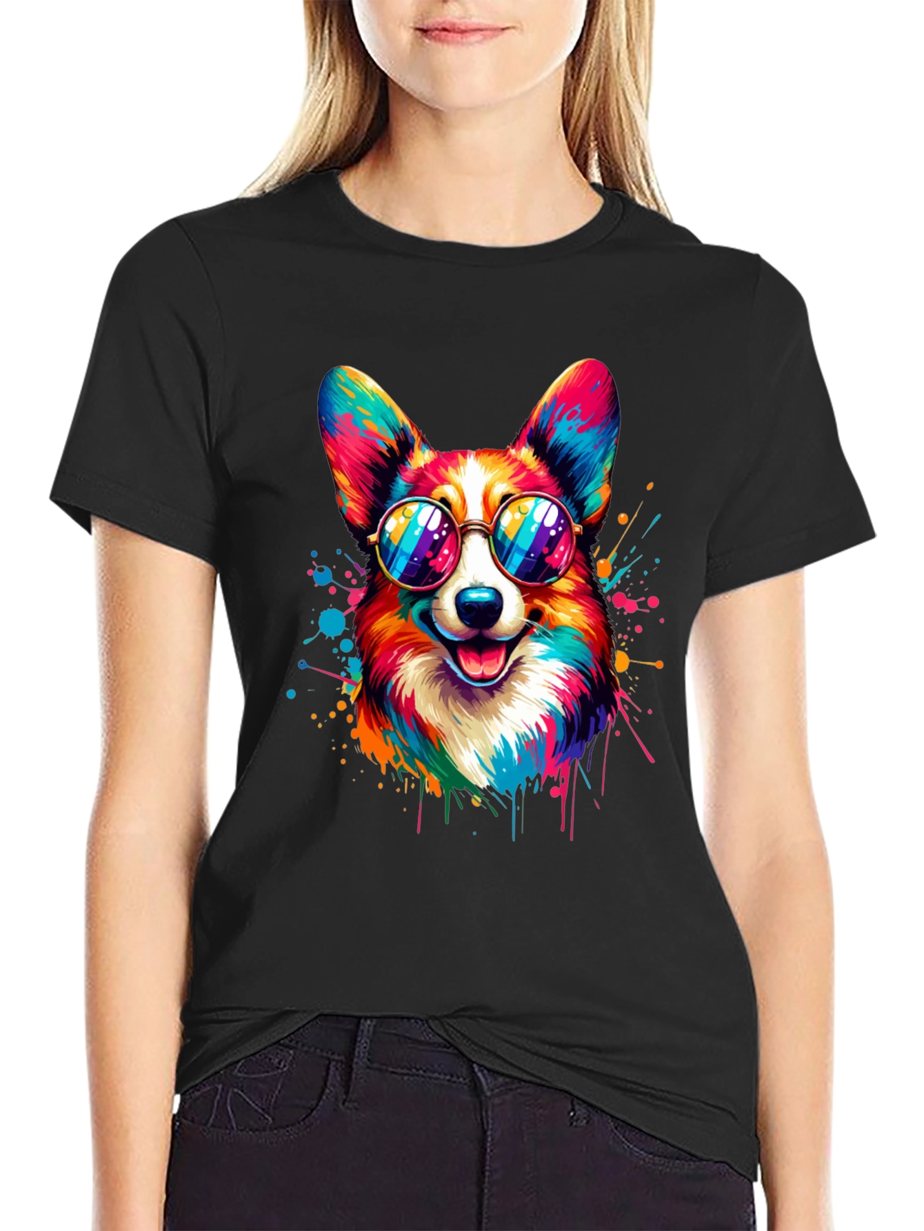Cool Corgi T-Shirt: Vibrant Dog Design