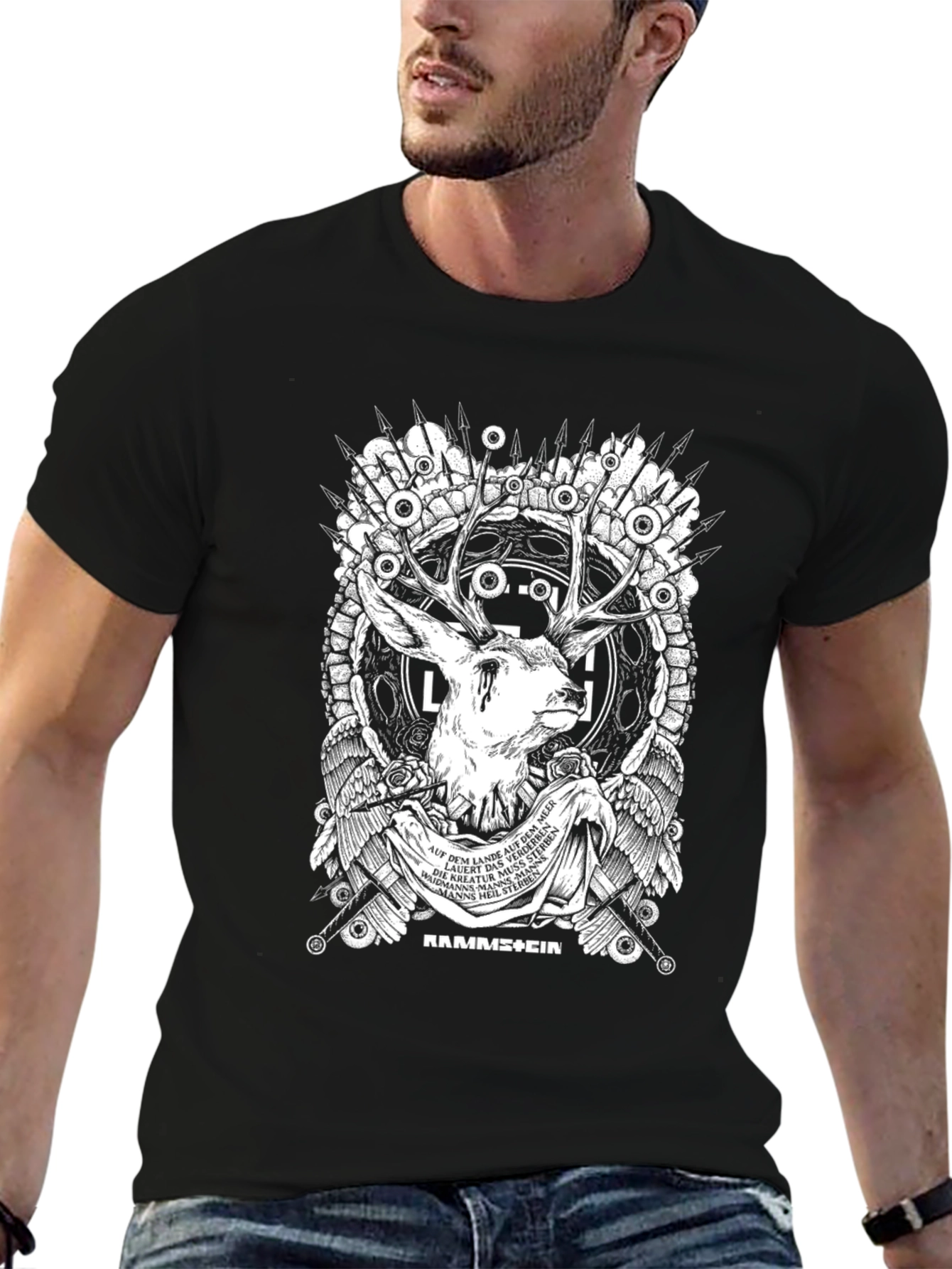 Rammstein Deer Graphic Black T-Shirt