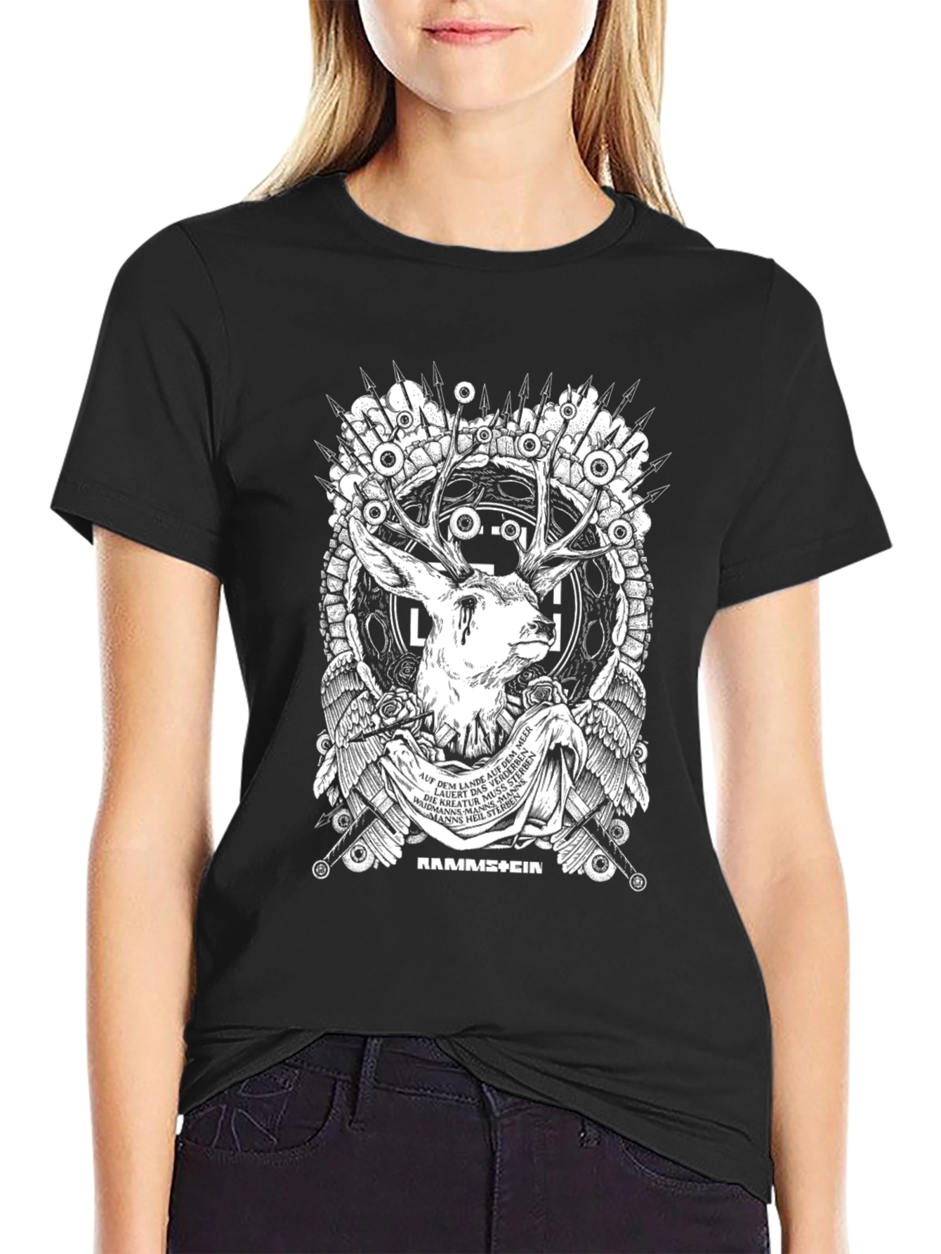 Rammstein Deer Graphic Black T-Shirt