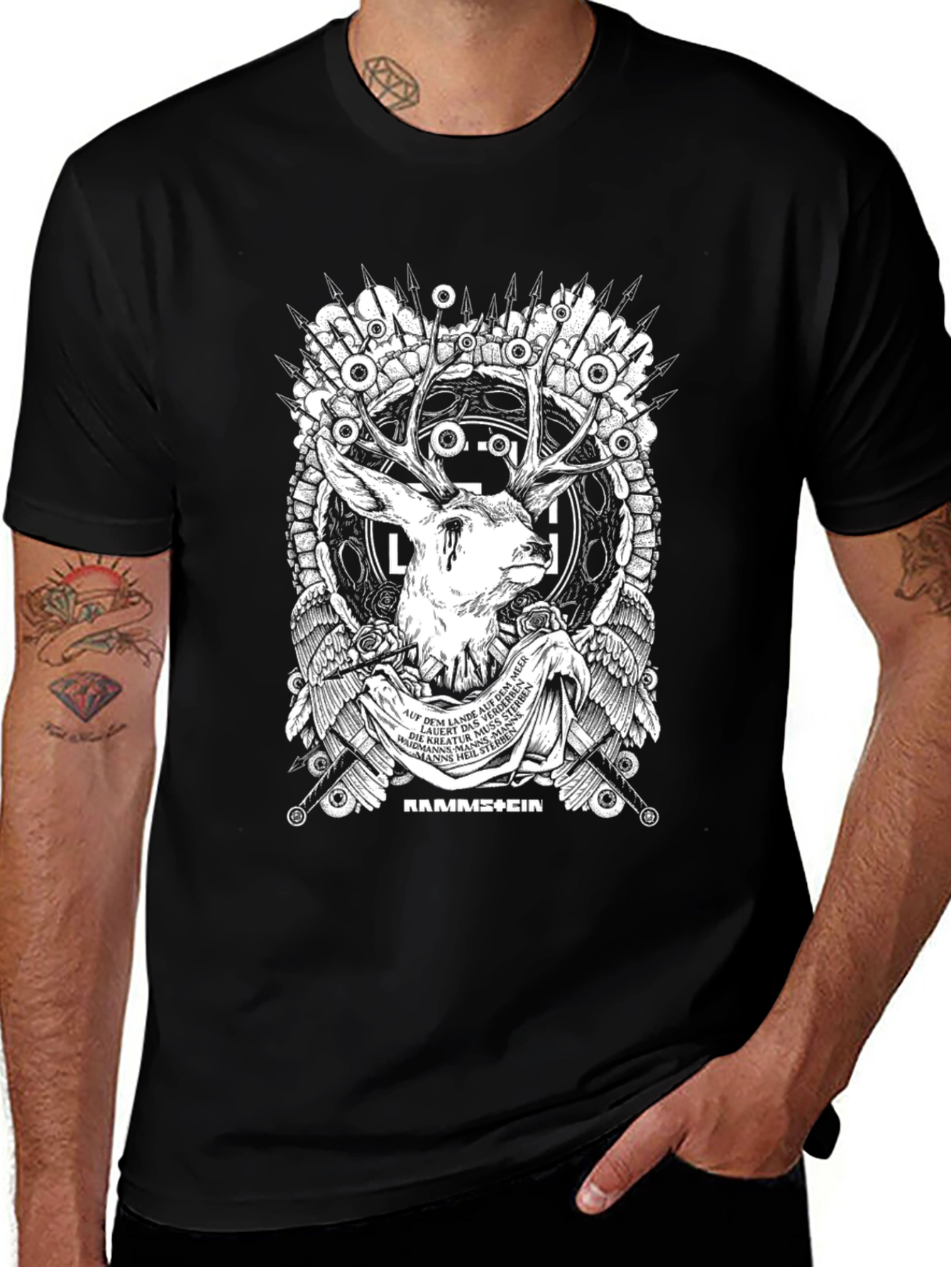 Rammstein Deer Graphic Black T-Shirt