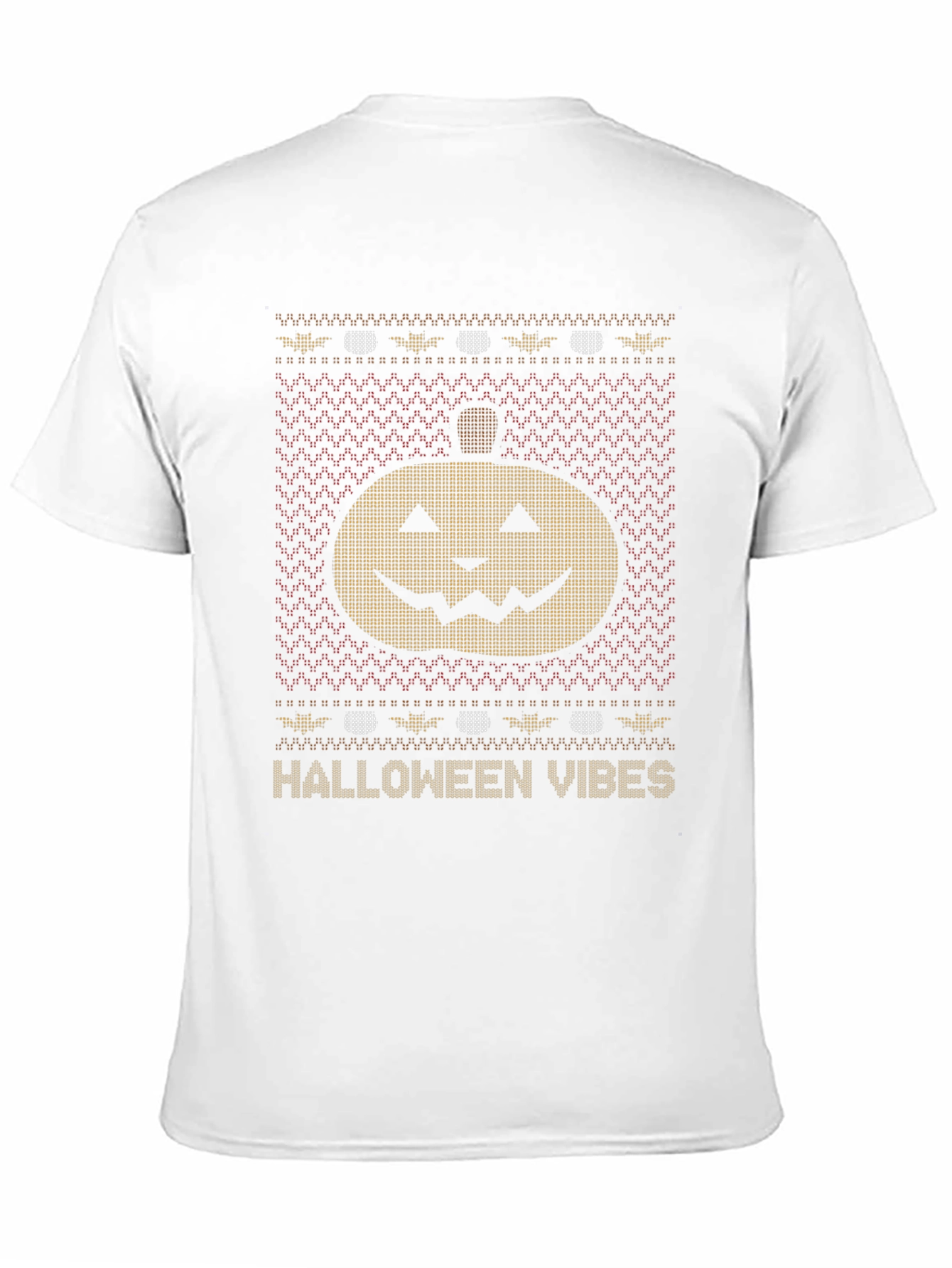 Halloween Vibes Pumpkin Knit Pattern T-Shirt