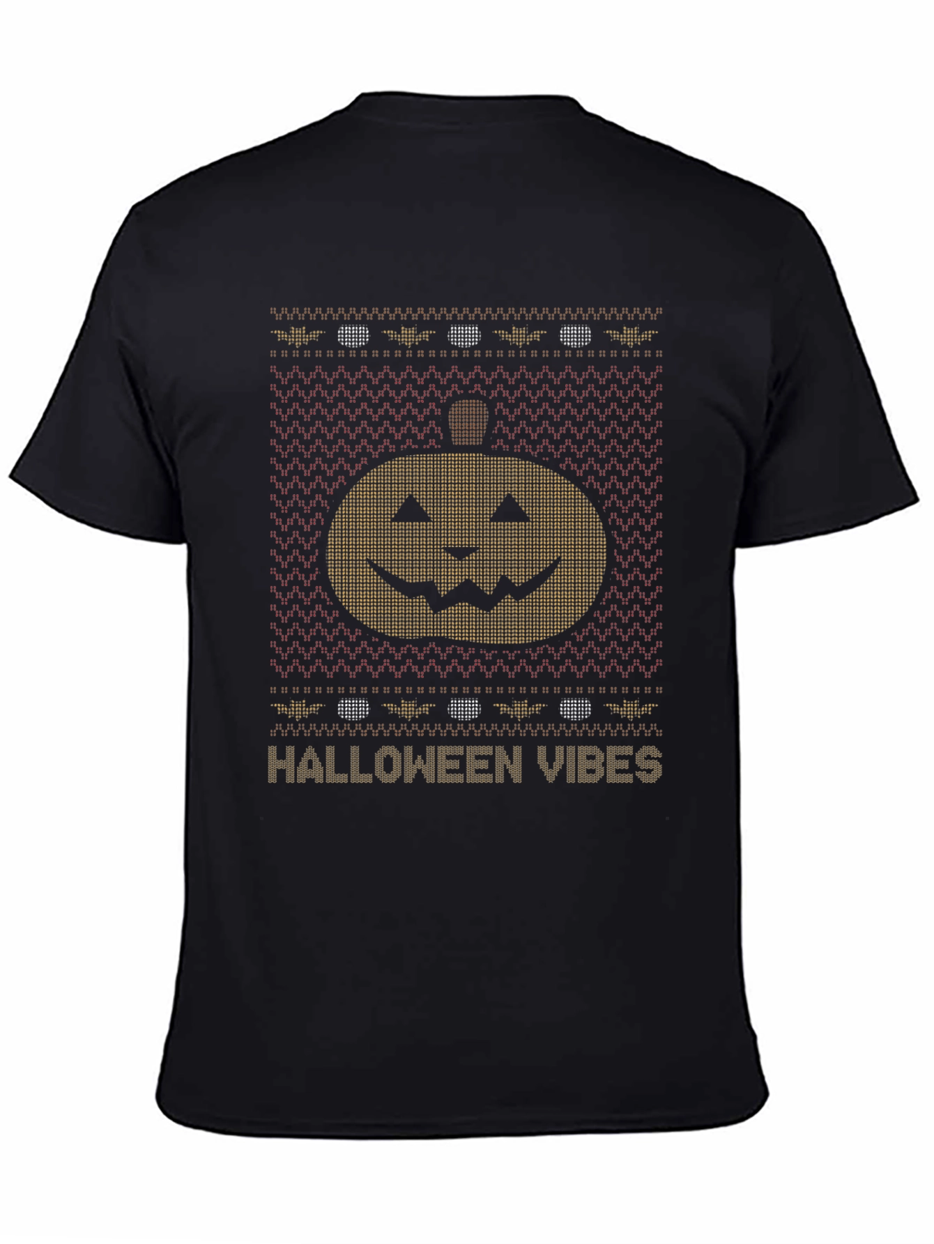 Halloween Vibes Pumpkin Knit Pattern T-Shirt