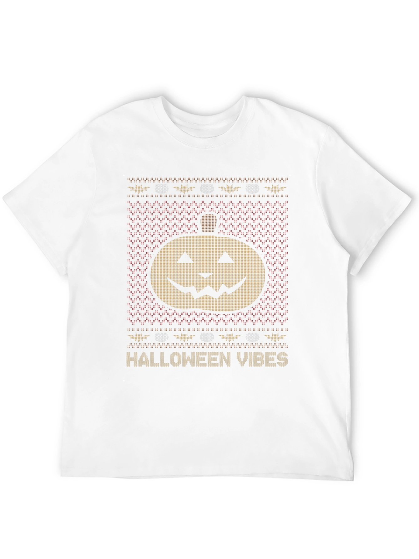 Halloween Vibes Pumpkin Knit Pattern T-Shirt