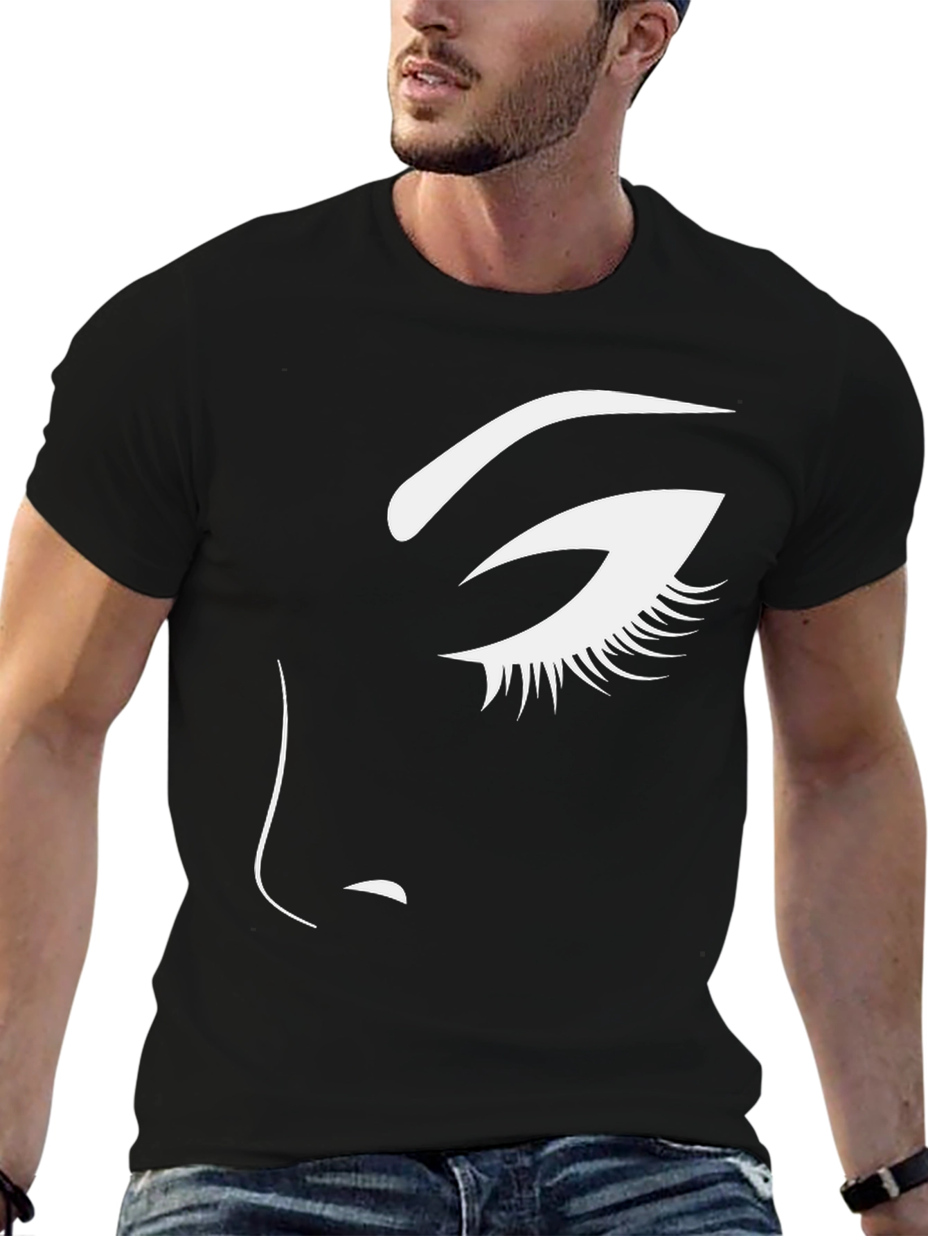 Seductive Eye Graphic Tee - Unisex Black Cotton Shirt
