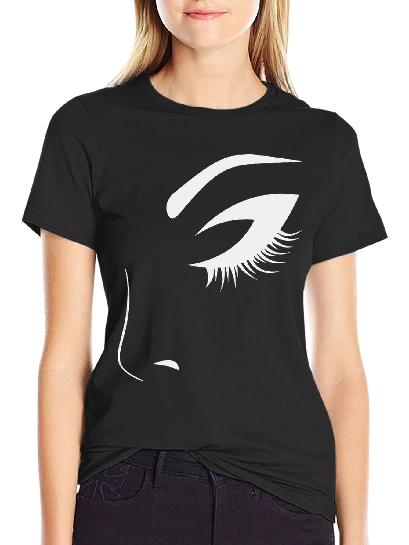 Seductive Eye Graphic Tee - Unisex Black Cotton Shirt