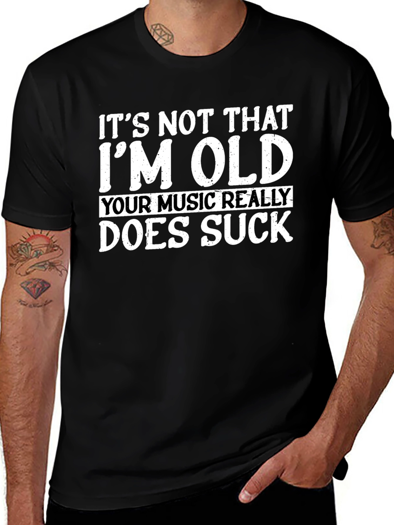 Funny Old Music Sucks Graphic T-Shirt