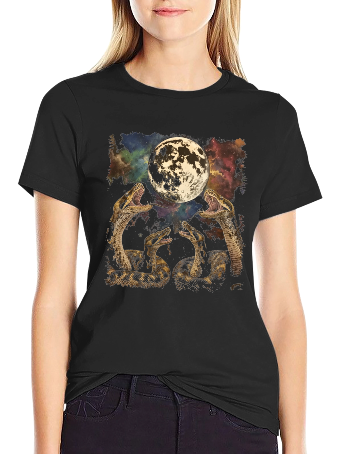 Snakes and Moon Graphic T-Shirt