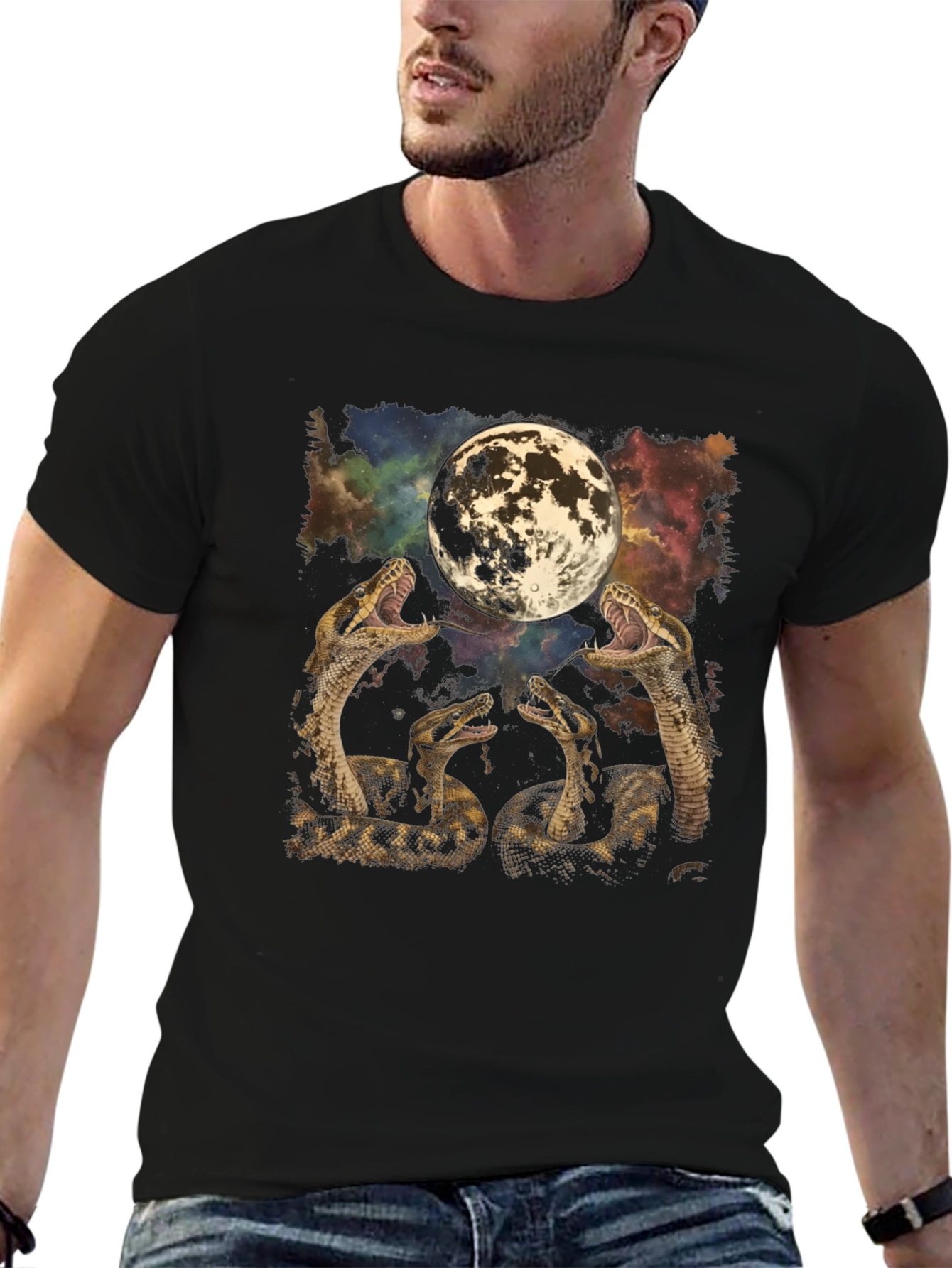 Snakes and Moon Graphic T-Shirt