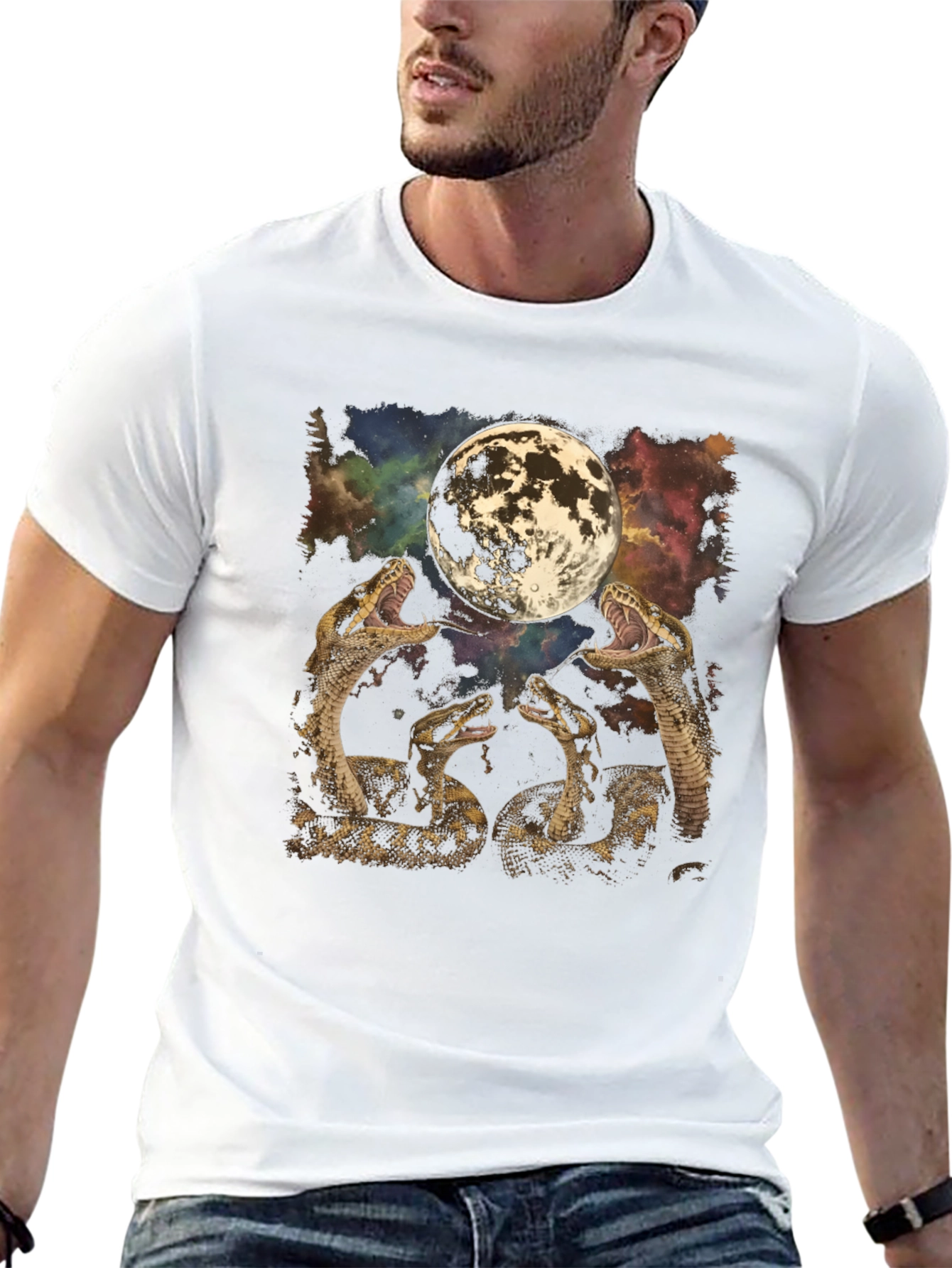 Snakes and Moon Graphic T-Shirt