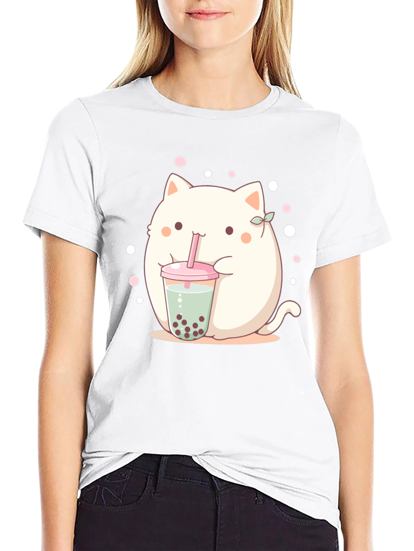 Cute Boba Cat T-Shirt - Kawaii Style