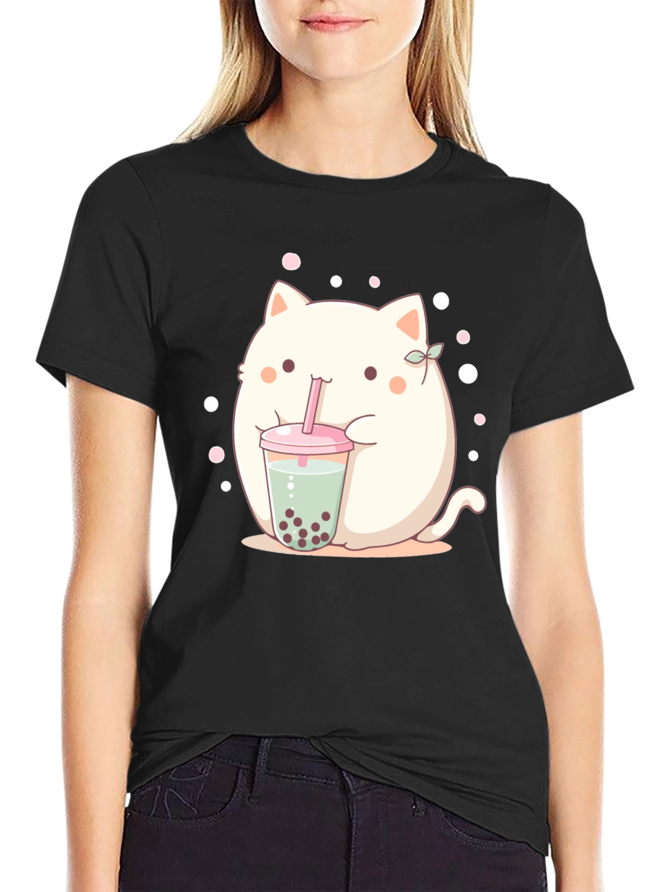 Cute Boba Cat T-Shirt - Kawaii Style