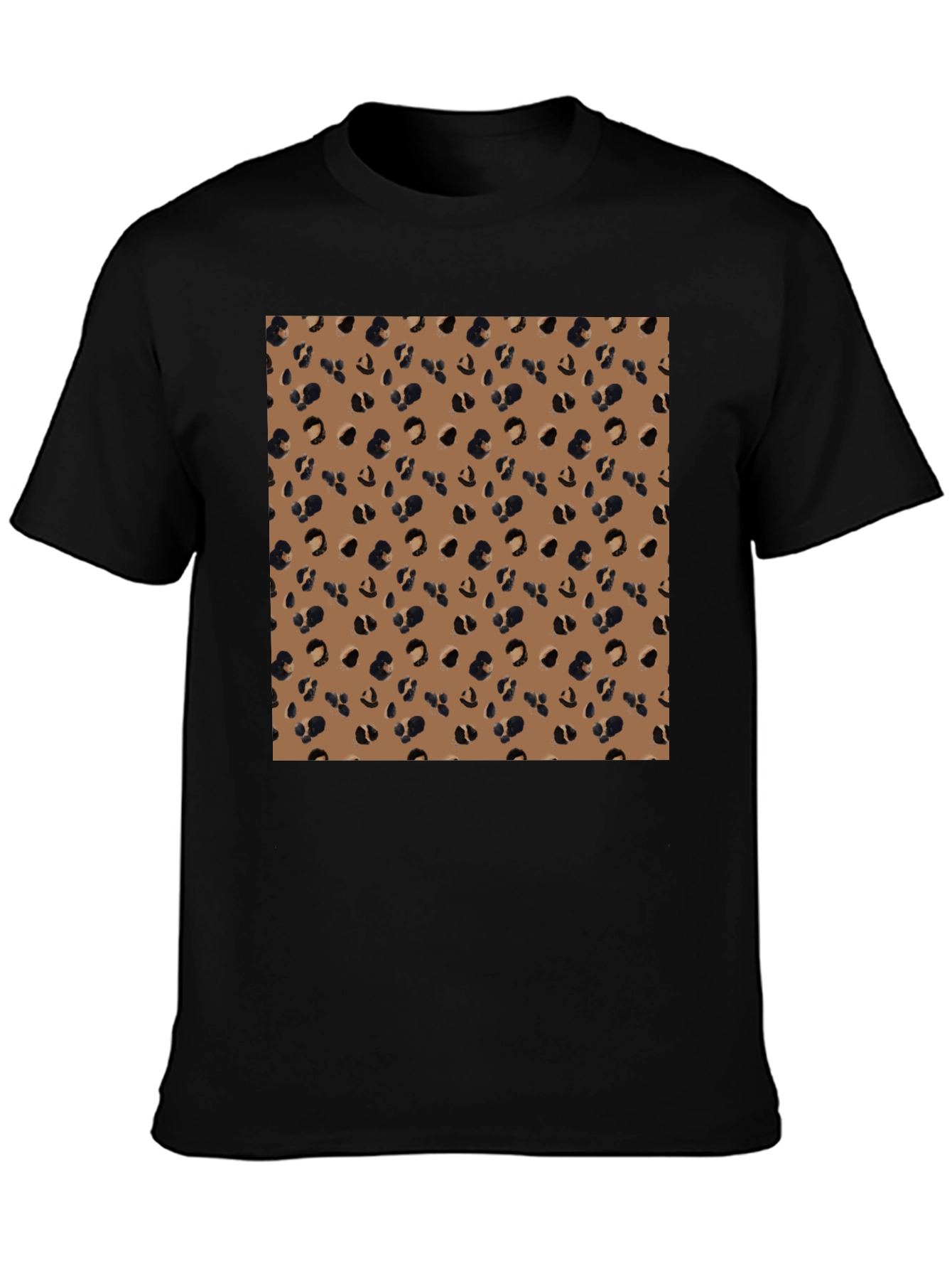 Black Tee with Leopard Print Panel