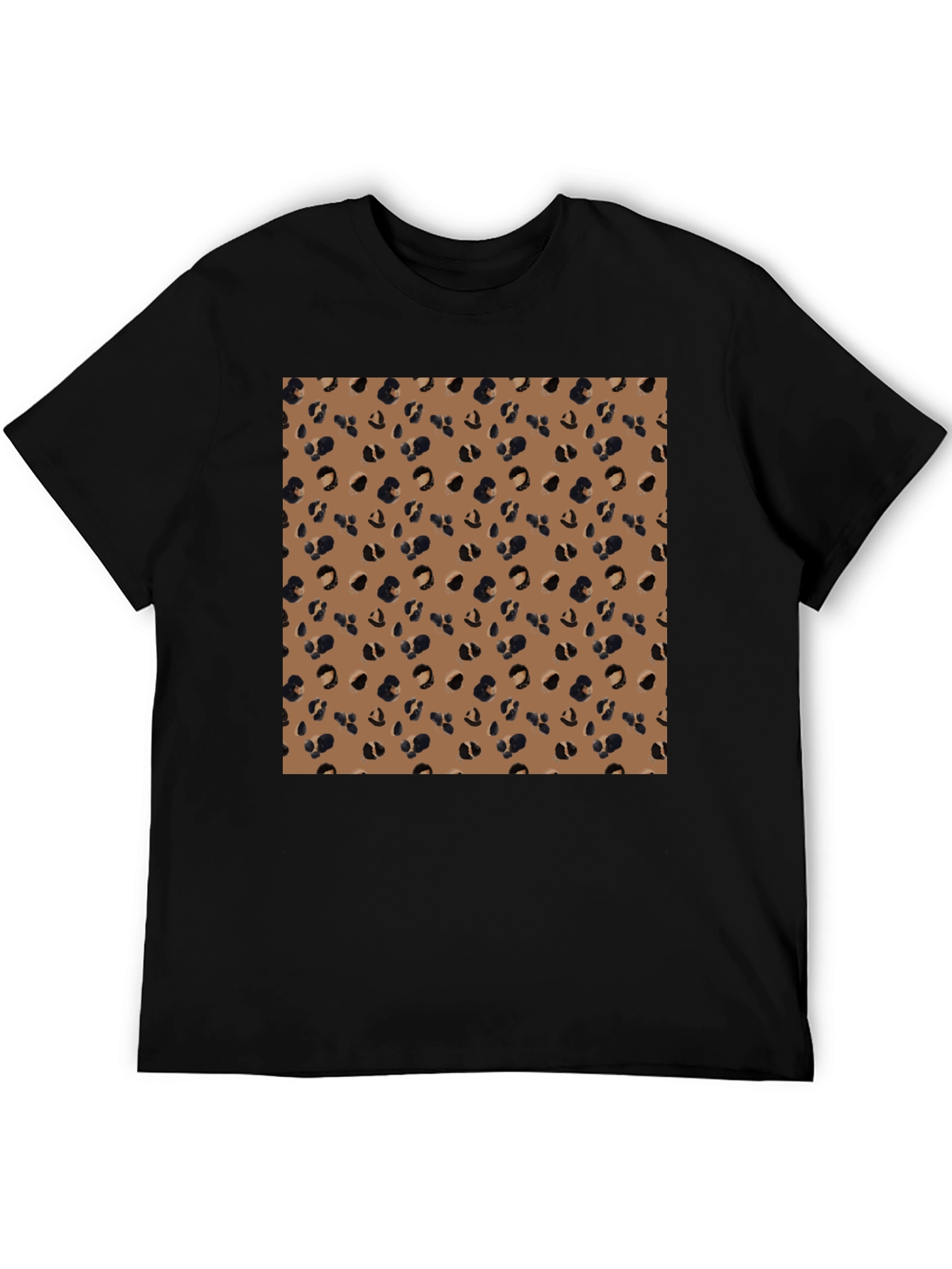 Black Tee with Leopard Print Panel