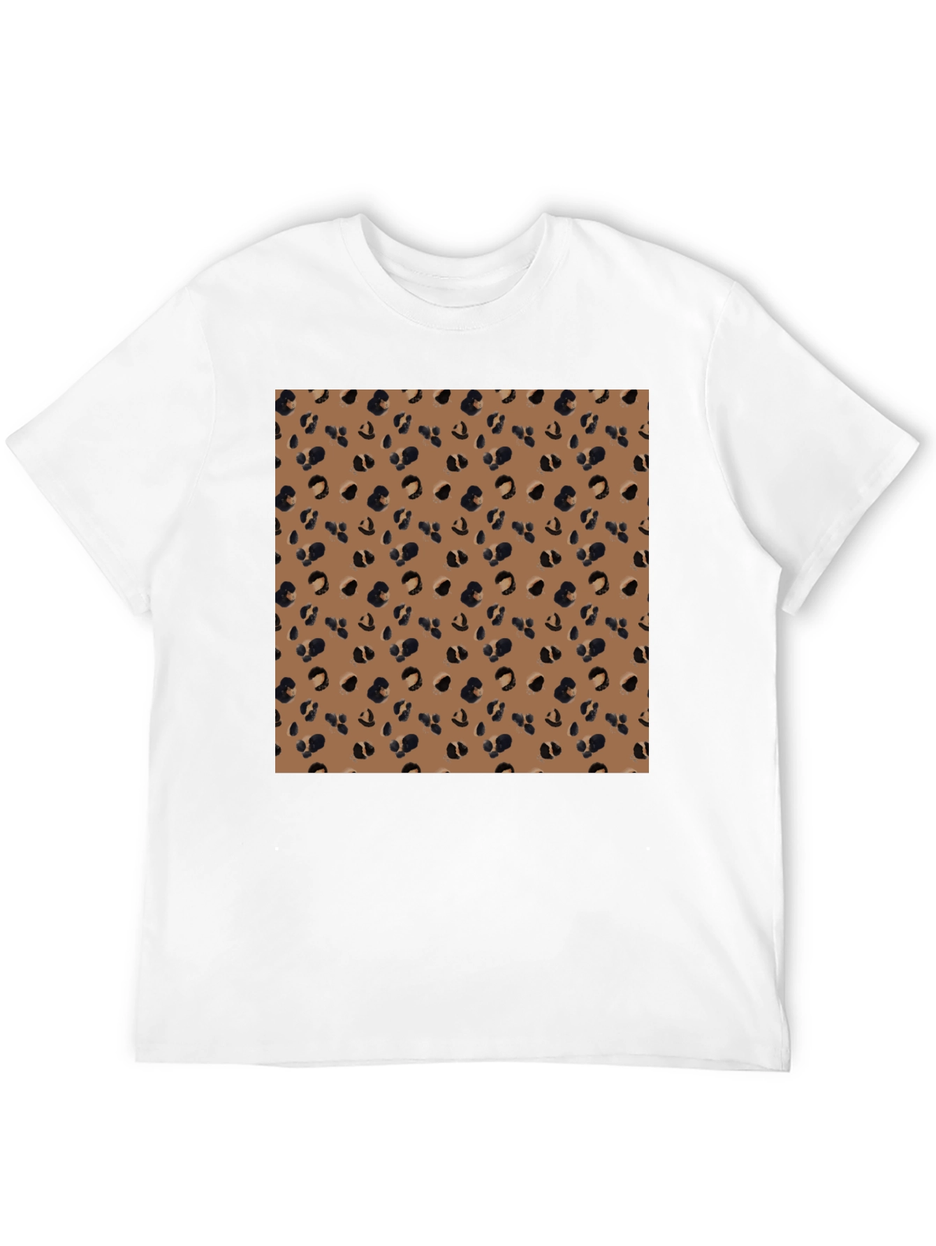 Black Tee with Leopard Print Panel
