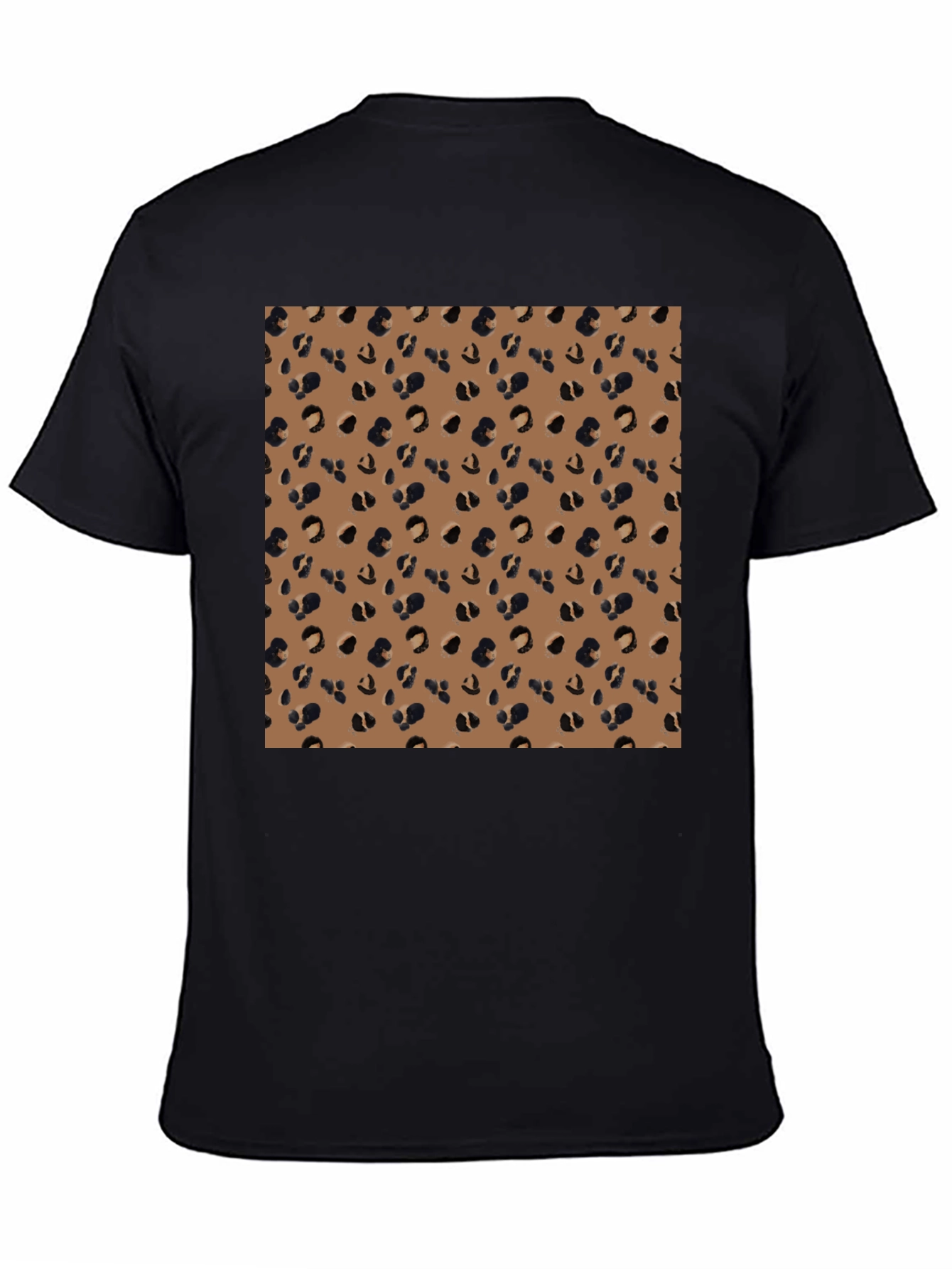 Black Tee with Leopard Print Panel