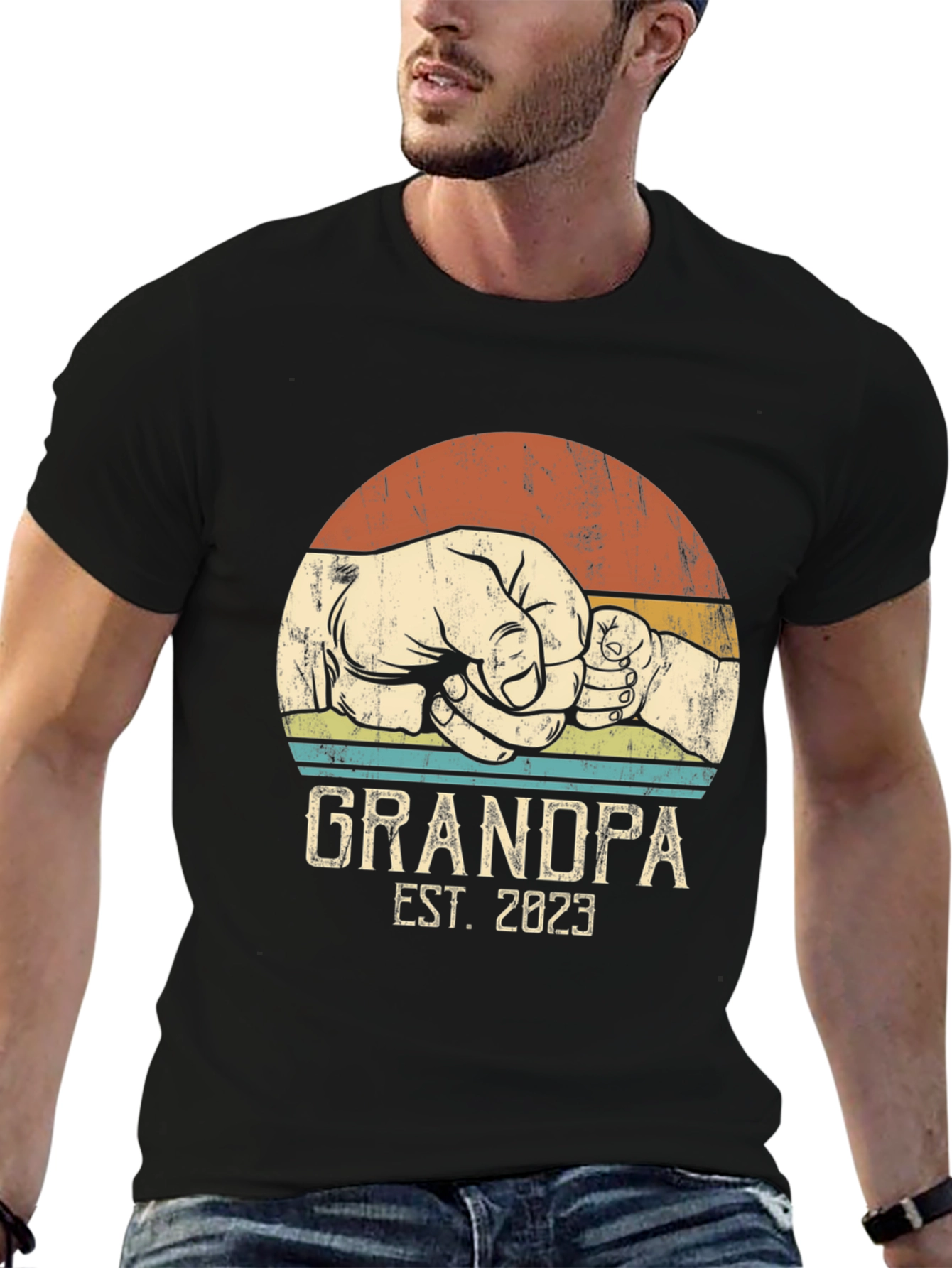 Grandpa Est. 2023 Fist Bump Tee