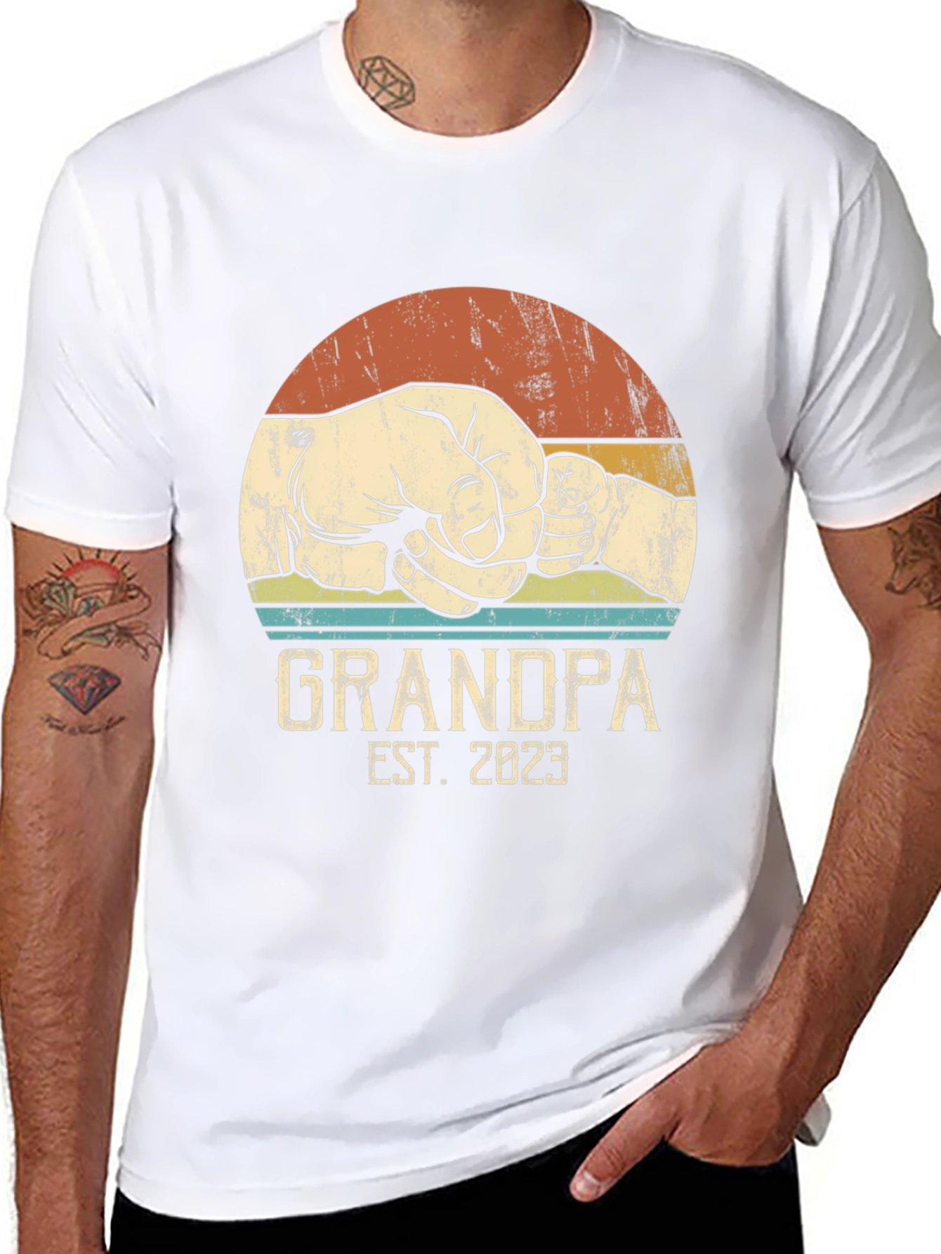 Grandpa Est. 2023 Fist Bump Tee