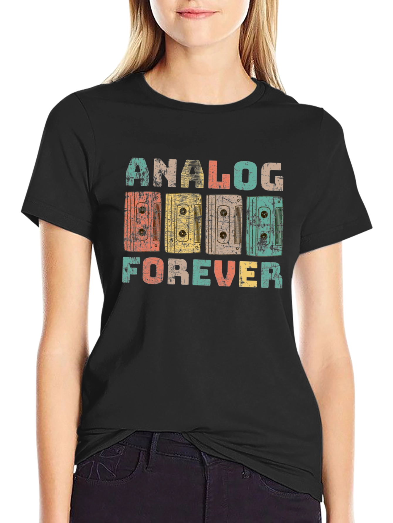 Retro Analog Forever Cassette Tape Graphic T-Shirt