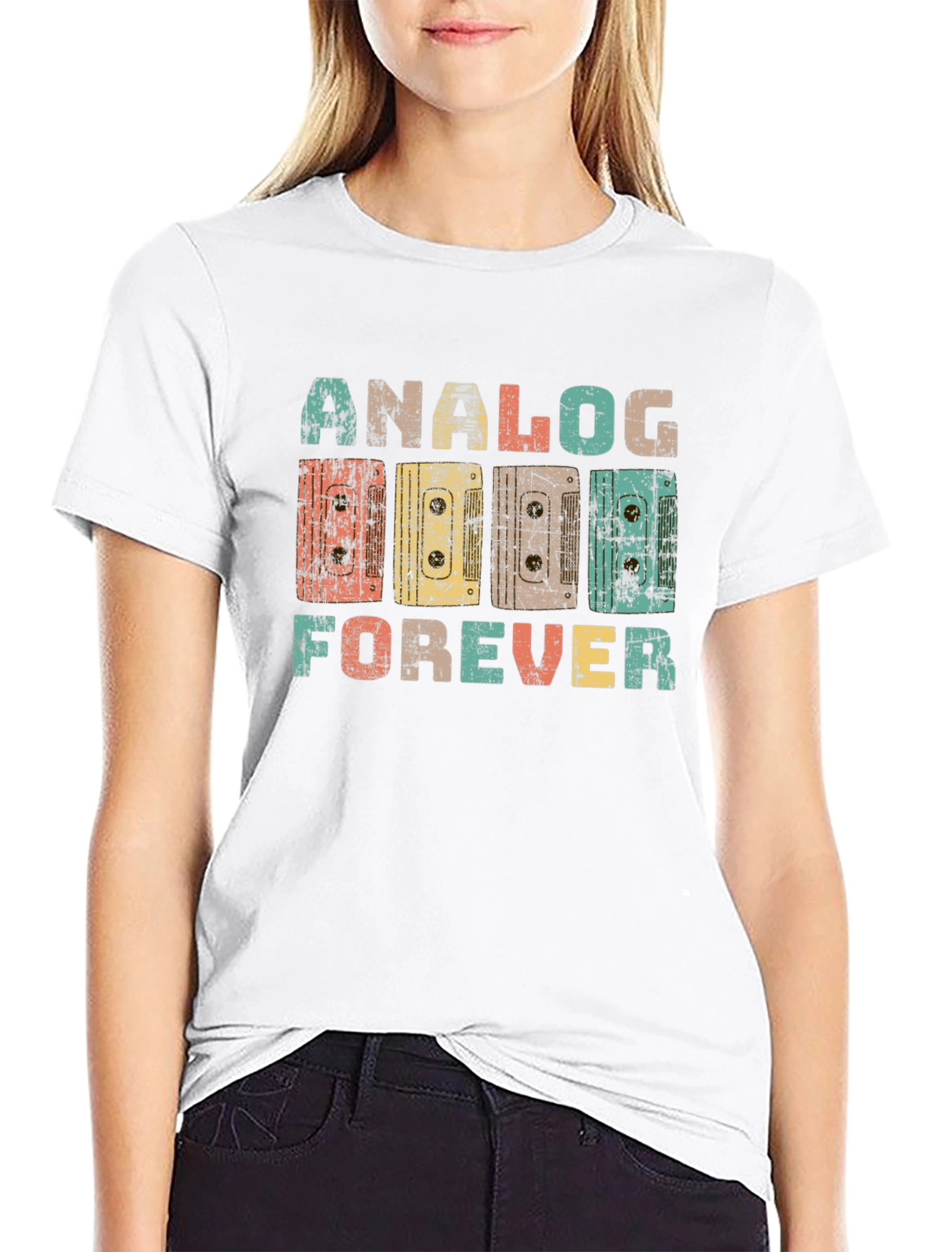 Retro Analog Forever Cassette Tape Graphic T-Shirt