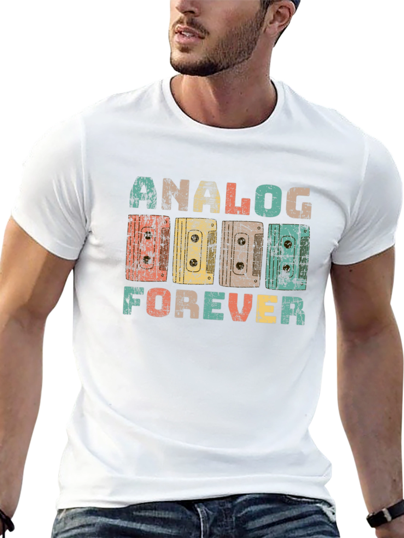 Retro Analog Forever Cassette Tape Graphic T-Shirt