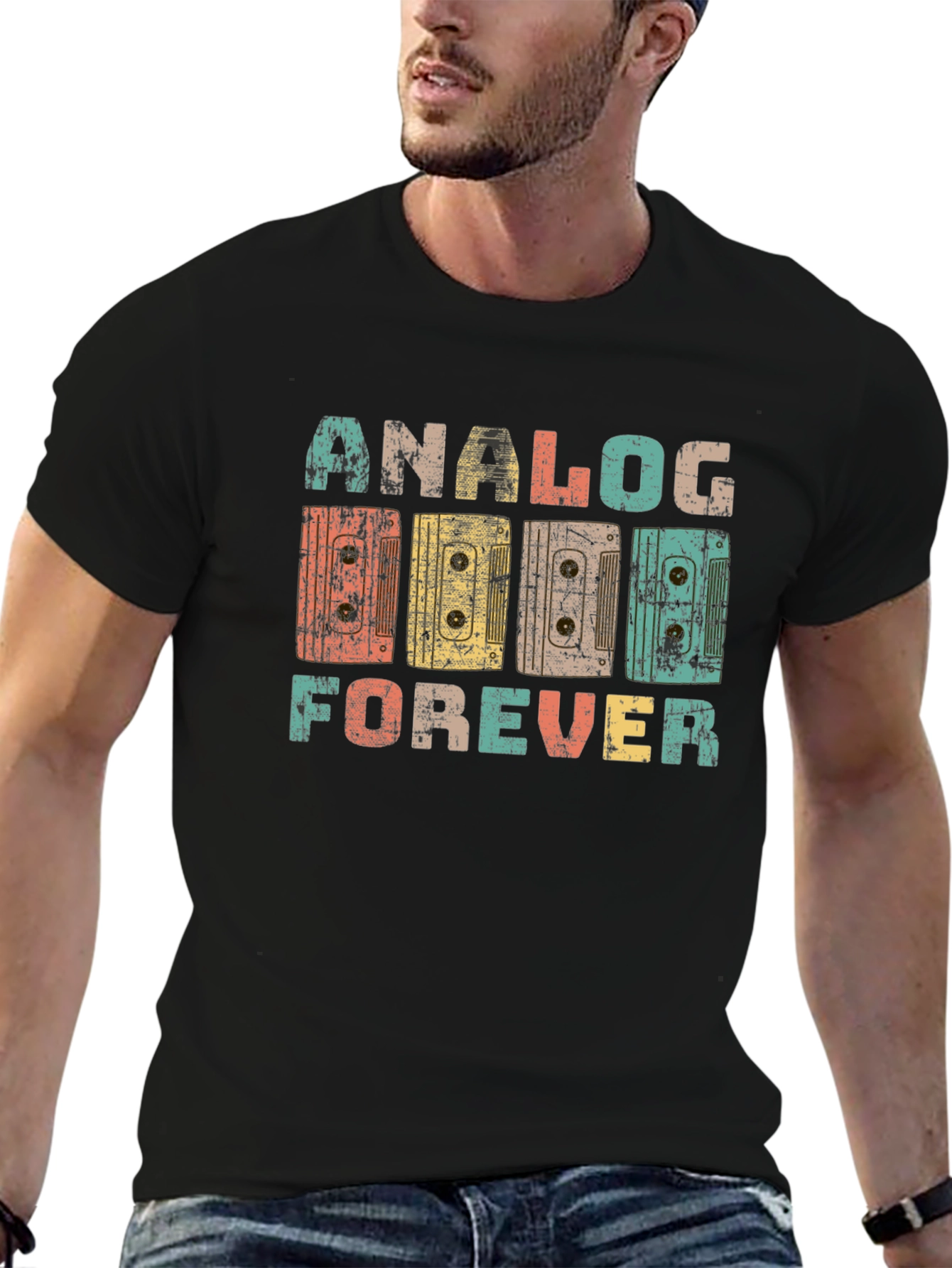 Retro Analog Forever Cassette Tape Graphic T-Shirt