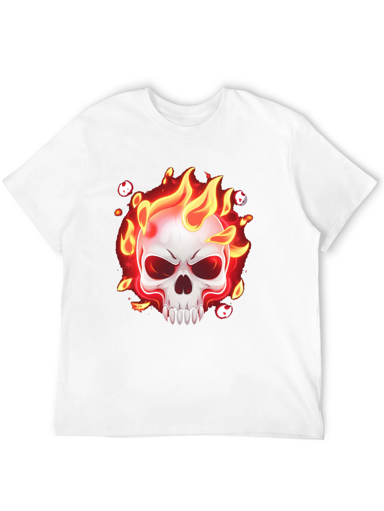 Flaming Skull Graphic T-Shirt - Mens Black Tee