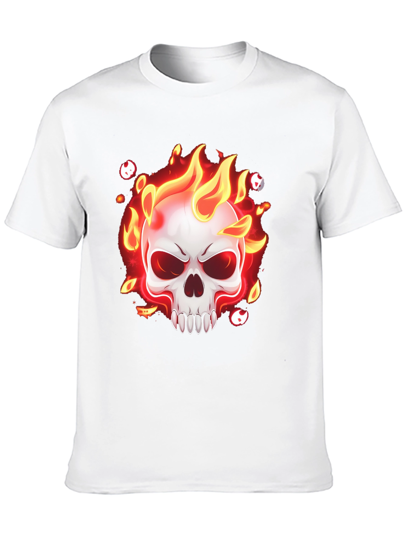 Flaming Skull Graphic T-Shirt - Mens Black Tee