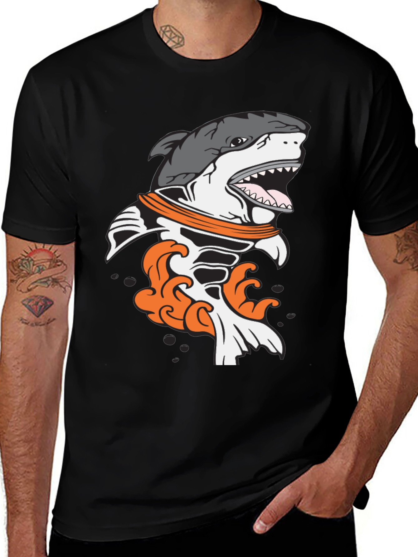 Shark Astronaut Black Graphic Tee