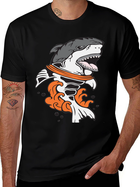 Shark Astronaut Black Graphic Tee
