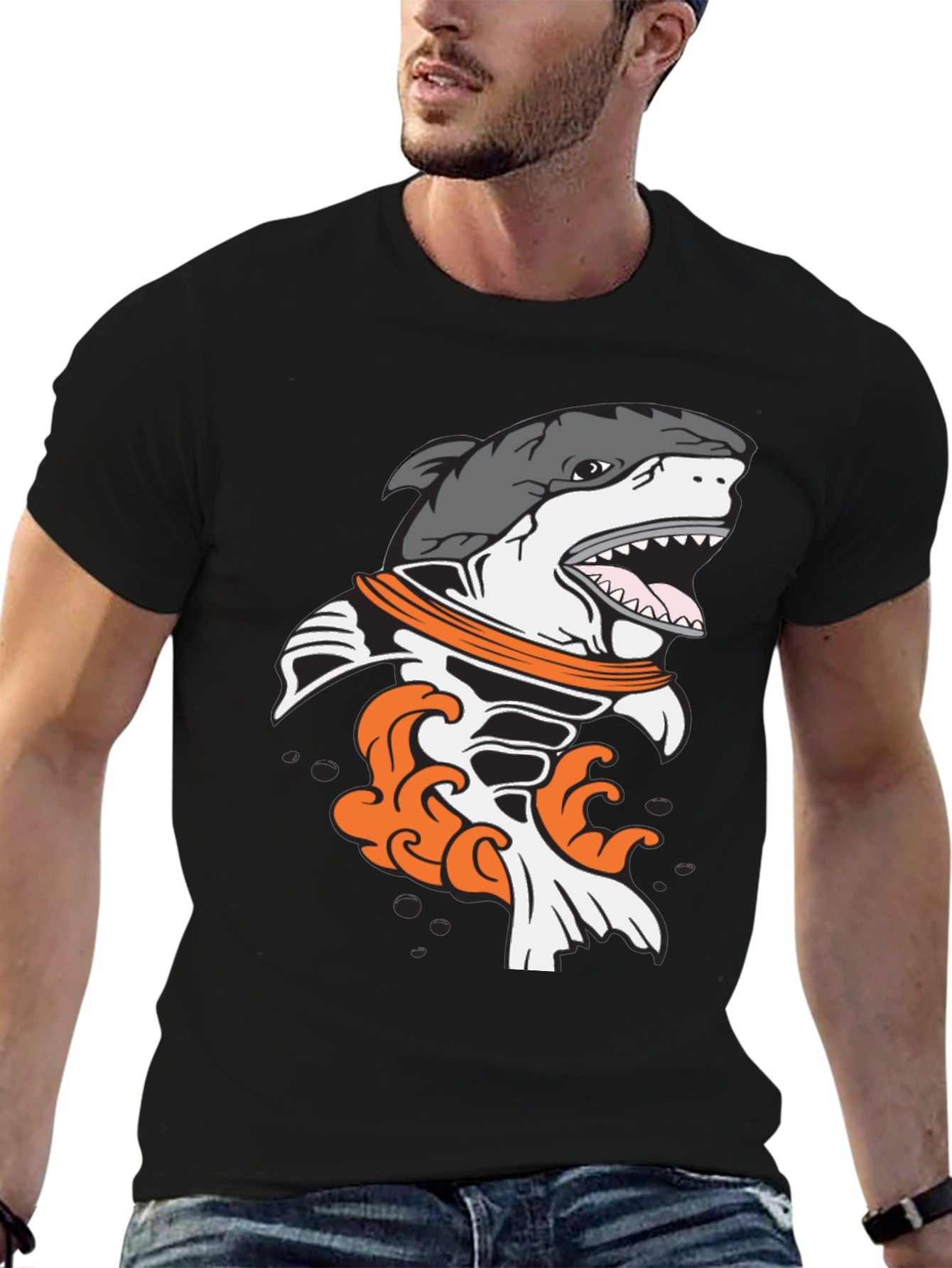 Shark Astronaut Black Graphic Tee