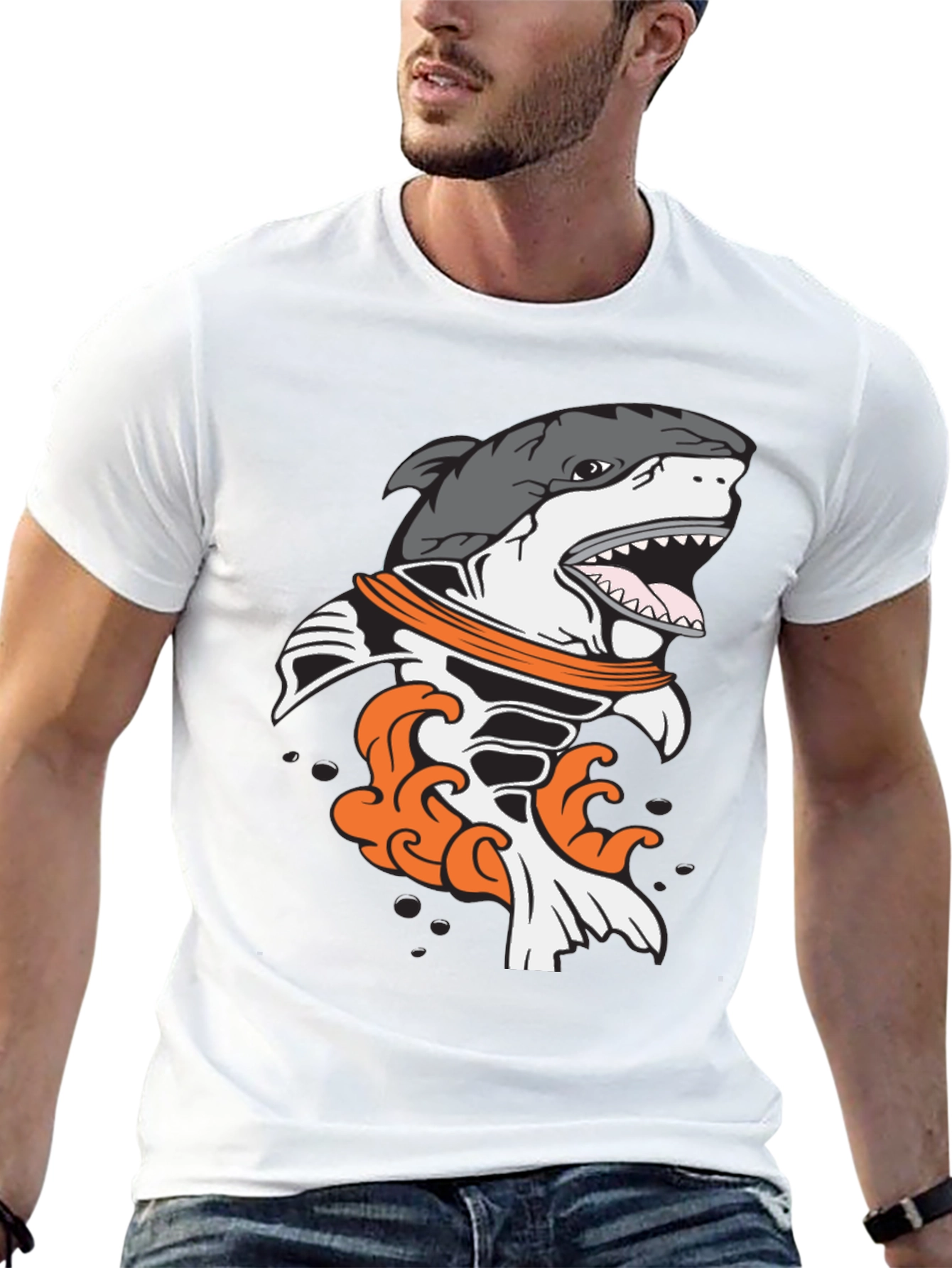 Shark Astronaut Black Graphic Tee
