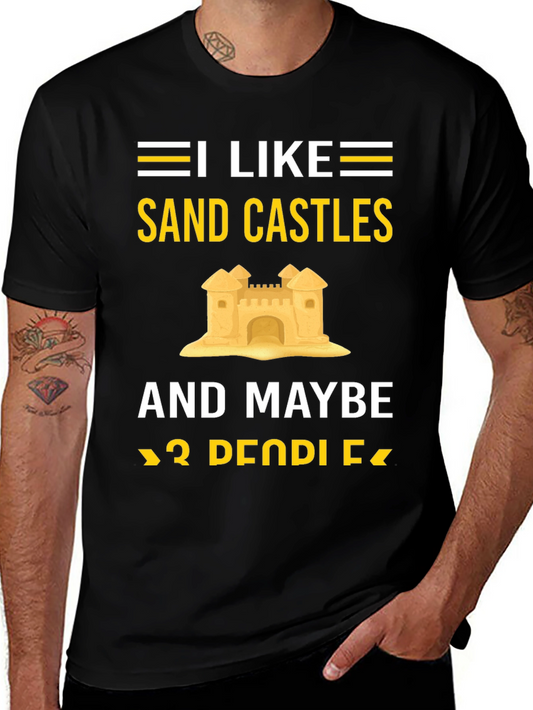 I Like Sand Castles & 2 People T-Shirt - Black