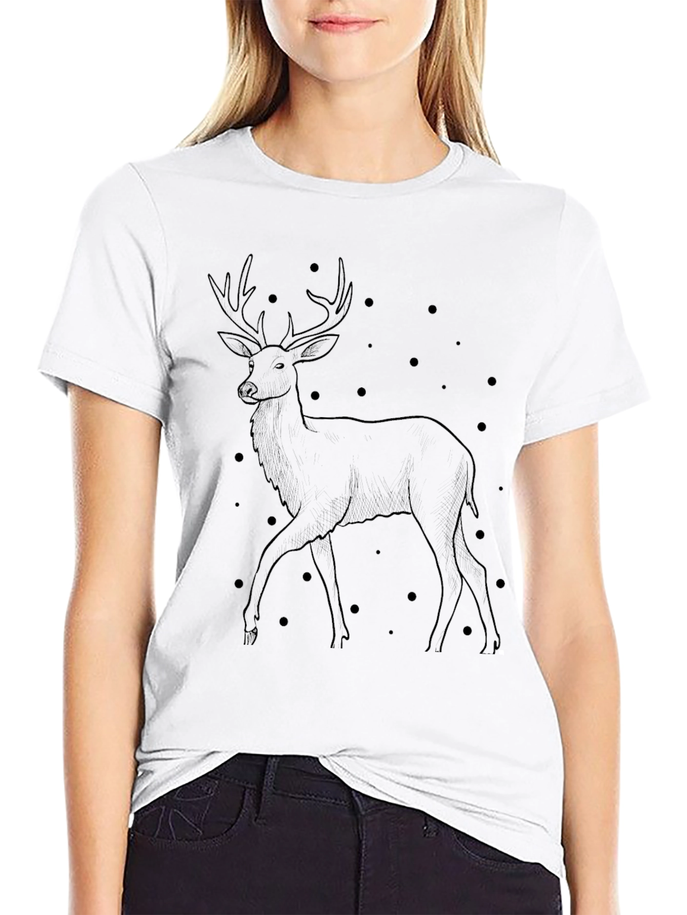 Mens Black Deer Graphic T-Shirt