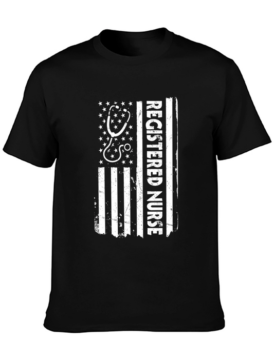Registered Nurse American Flag Graphic T-Shirt