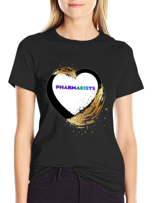 Pharmacists Heart T-Shirt - Golden Brushstroke Design