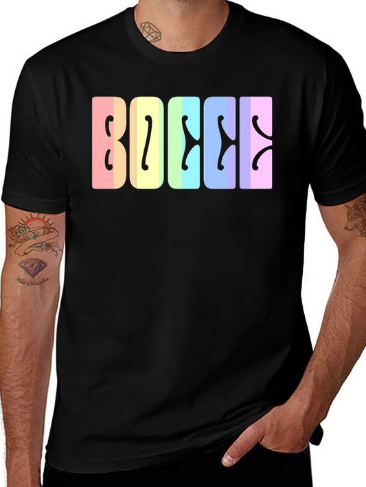 Bocce Rainbow Lettering Black T-Shirt