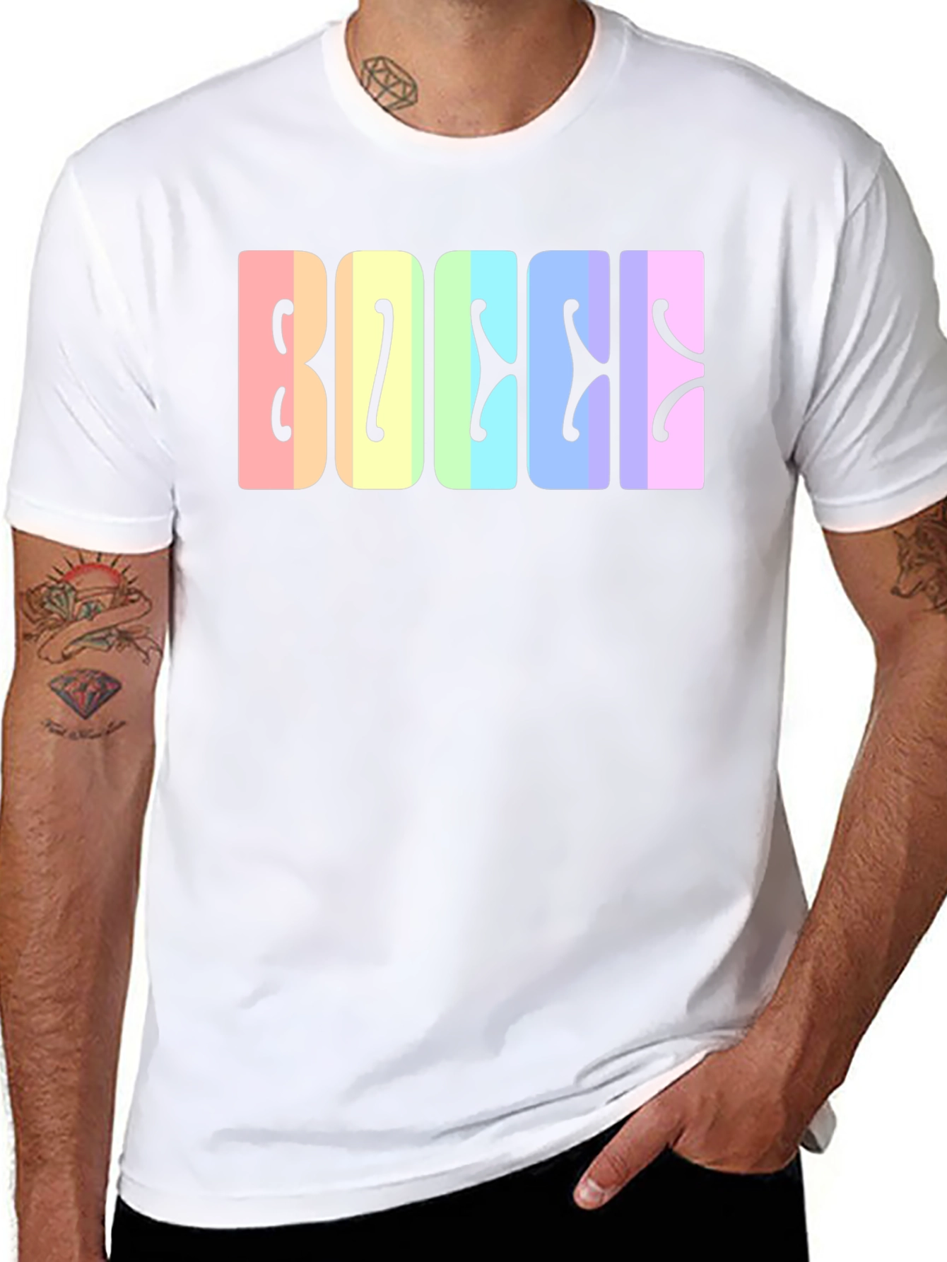 Bocce Rainbow Lettering Black T-Shirt