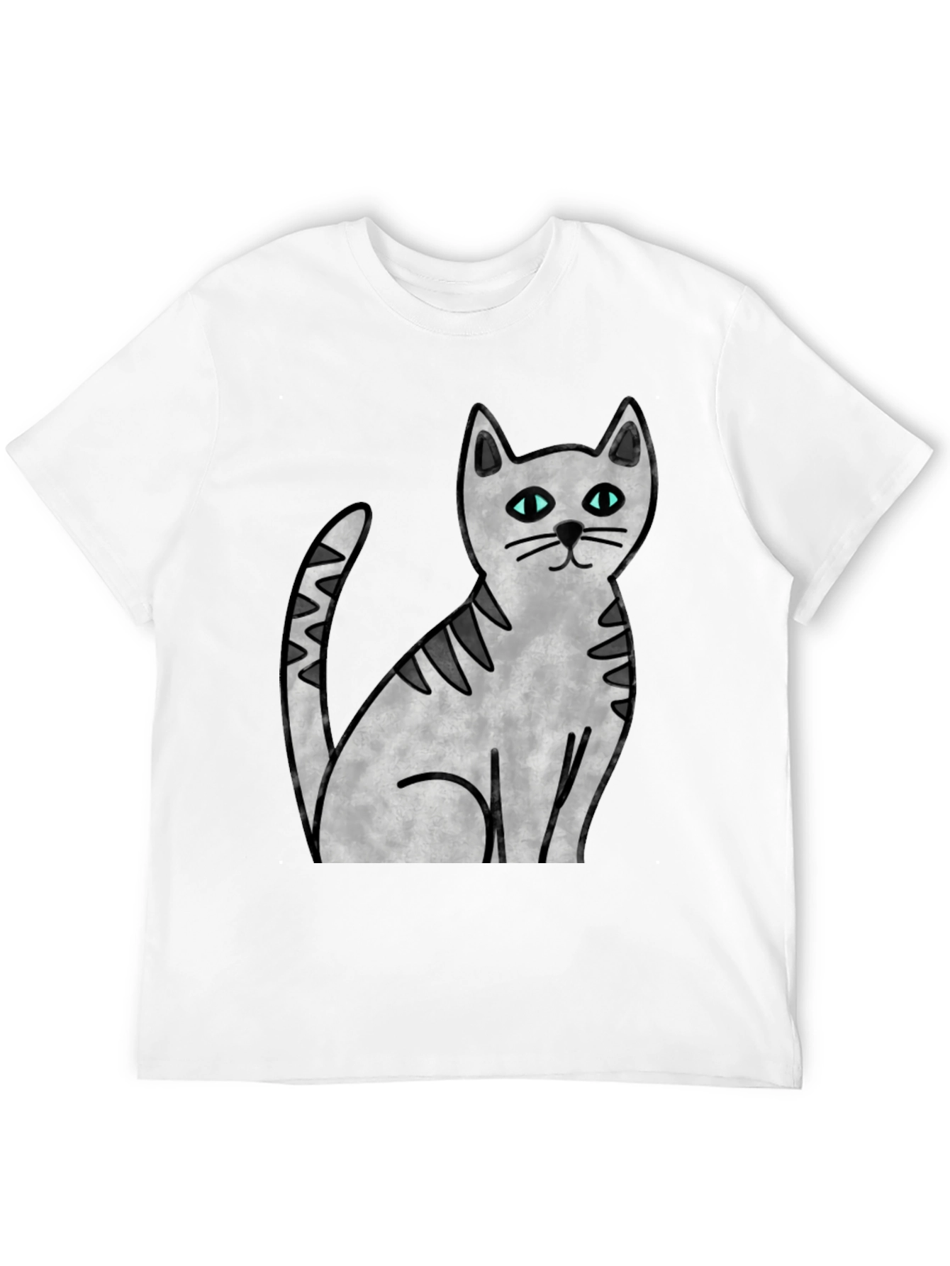 Cute Cat Graphic Print Black T-Shirt