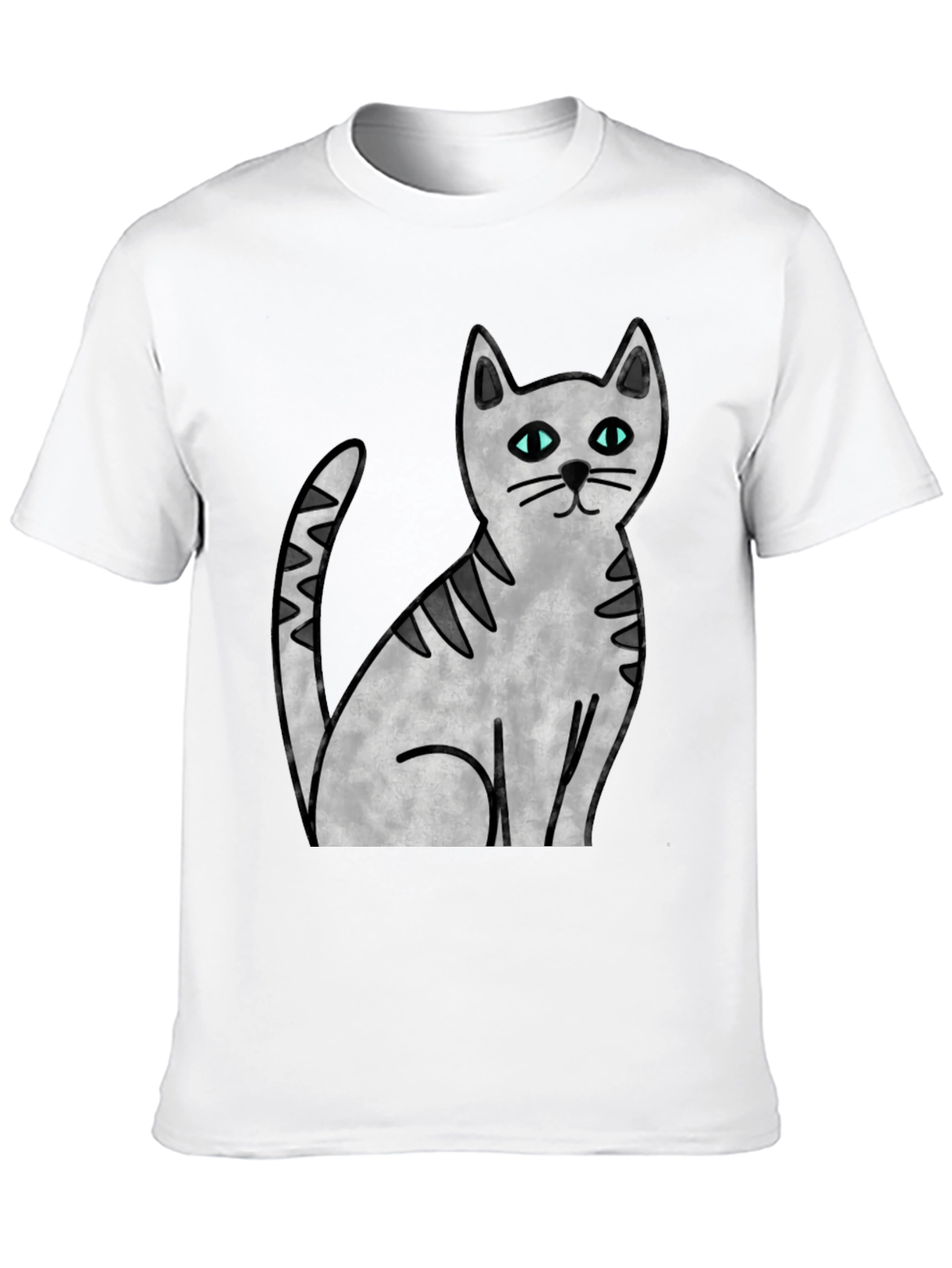 Cute Cat Graphic Print Black T-Shirt