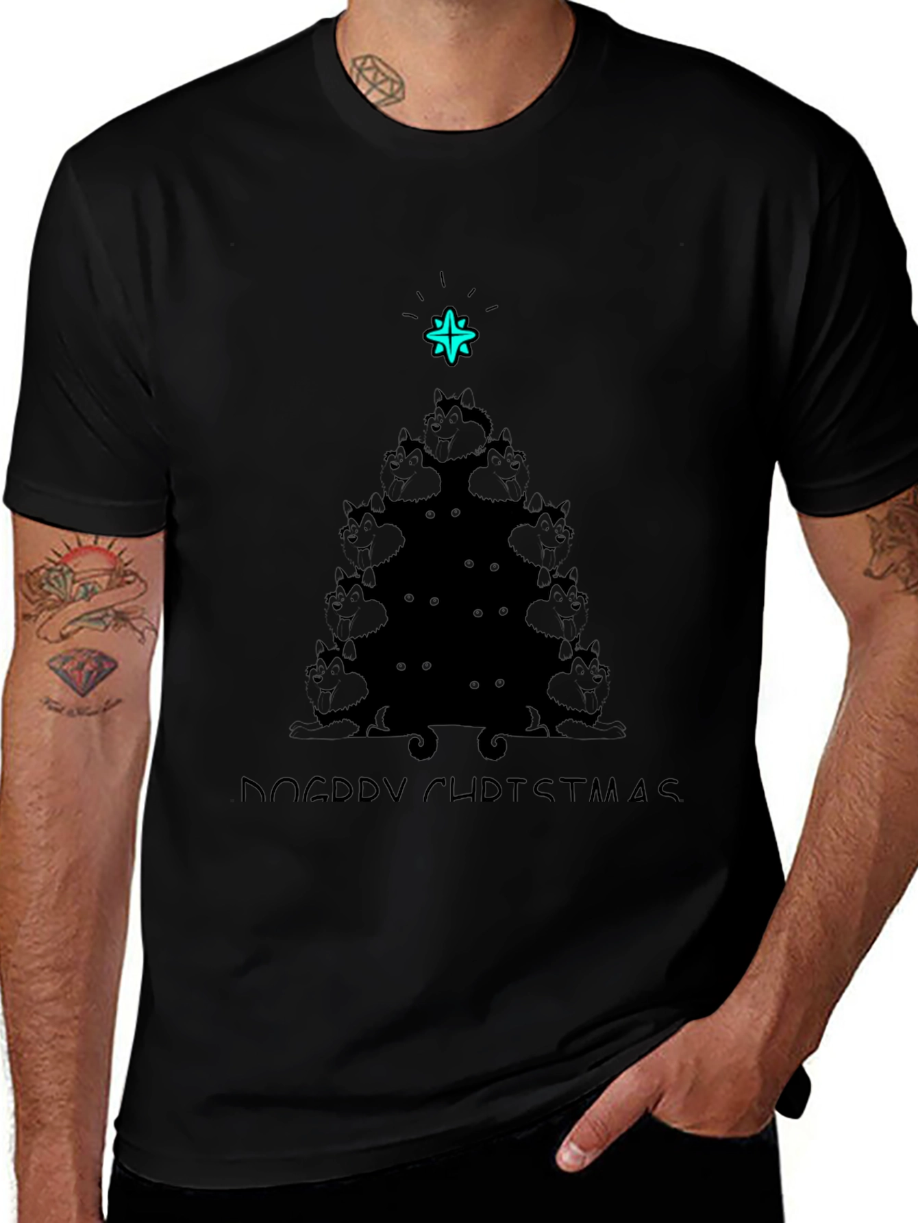 Doggy Christmas Tree T-Shirt - Festive Holiday Wear
