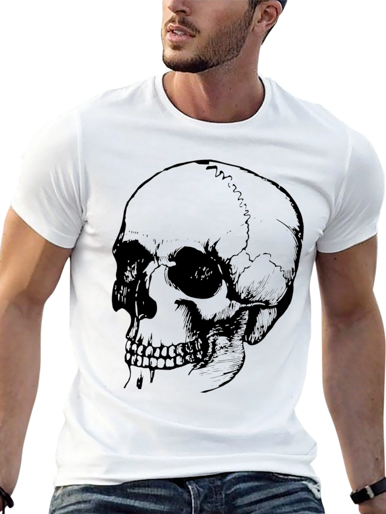 Skull Graphic Print Black T-Shirt