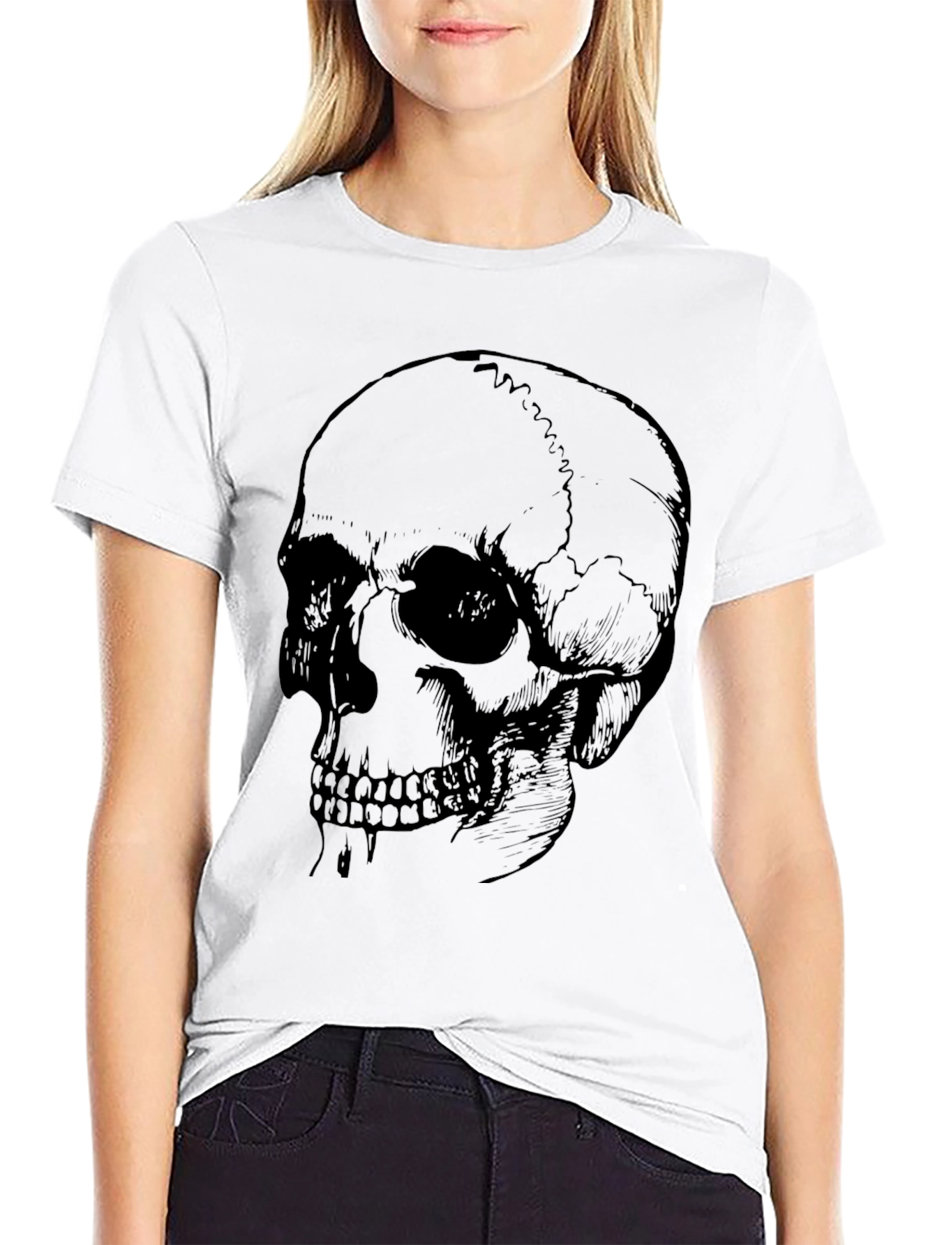 Skull Graphic Print Black T-Shirt
