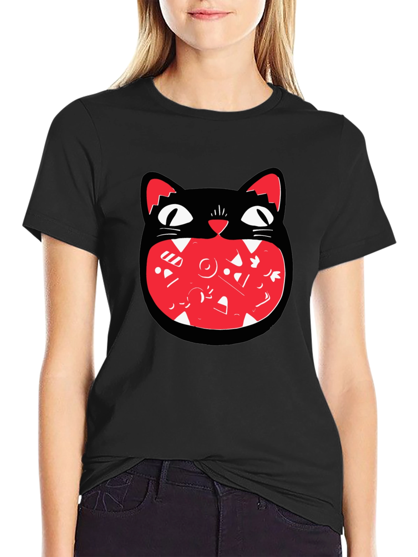 Black Cat Graphic Tee - Fun and Unique Design